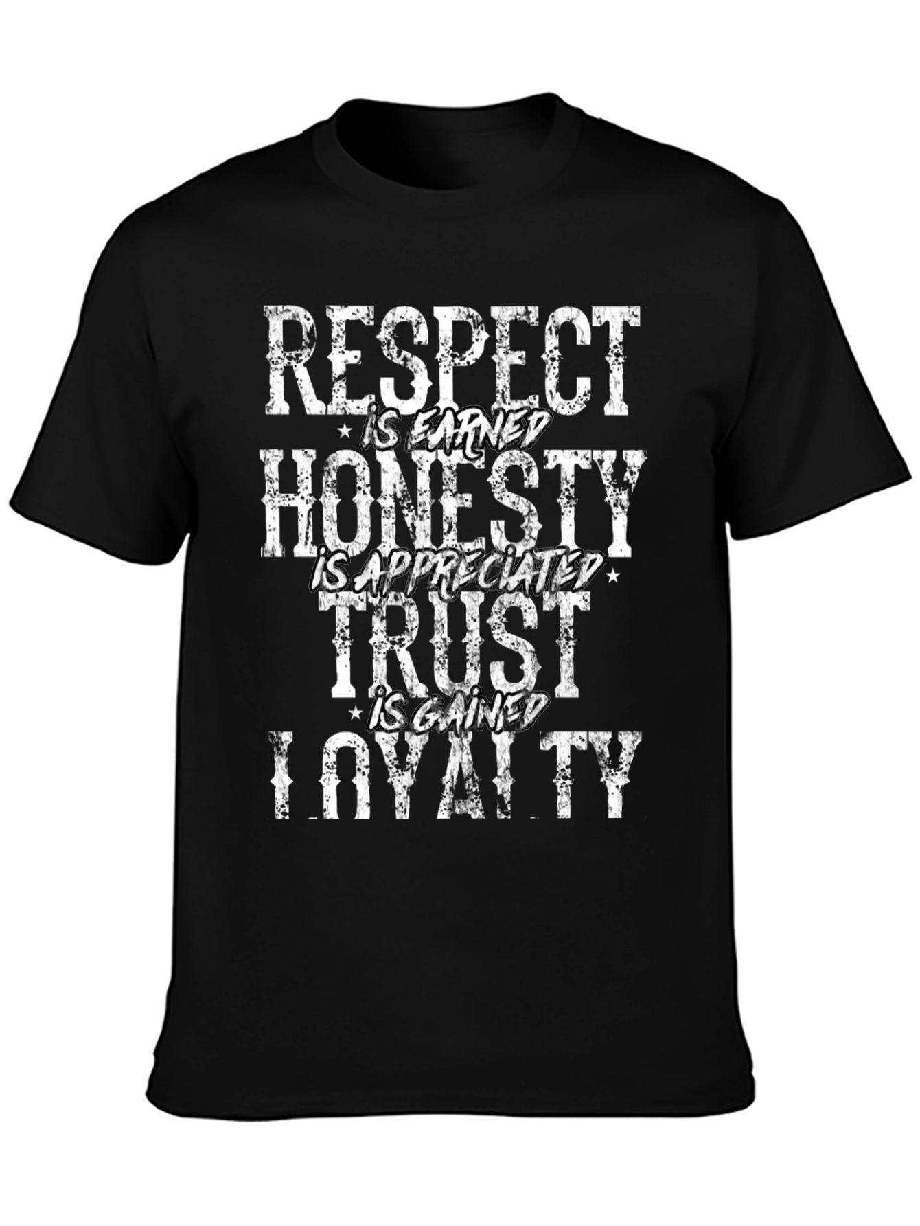 Camiseta Negra: Respeto Honradez Confianza Lealtad
