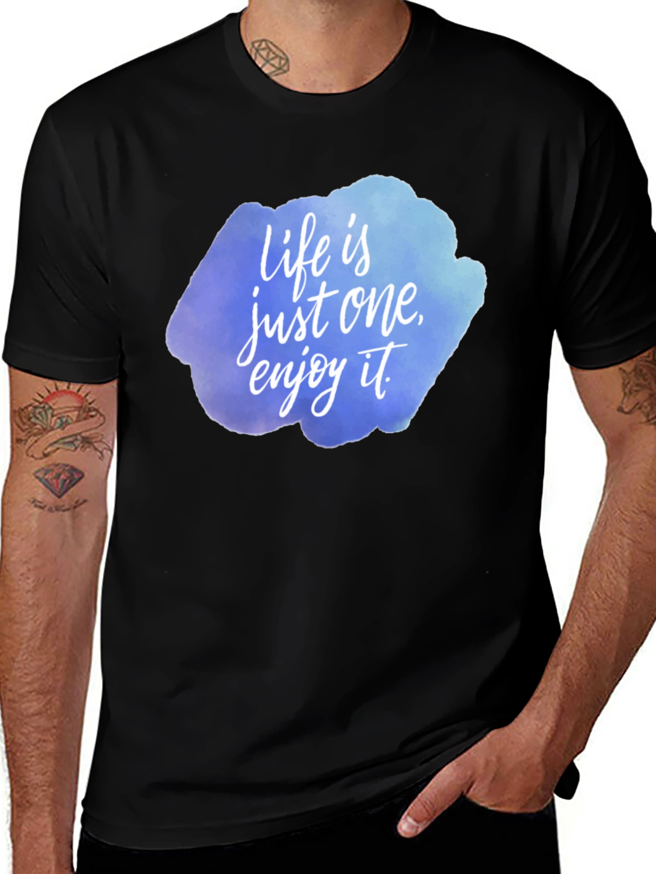 Camiseta Negra con Estampado Life is just one