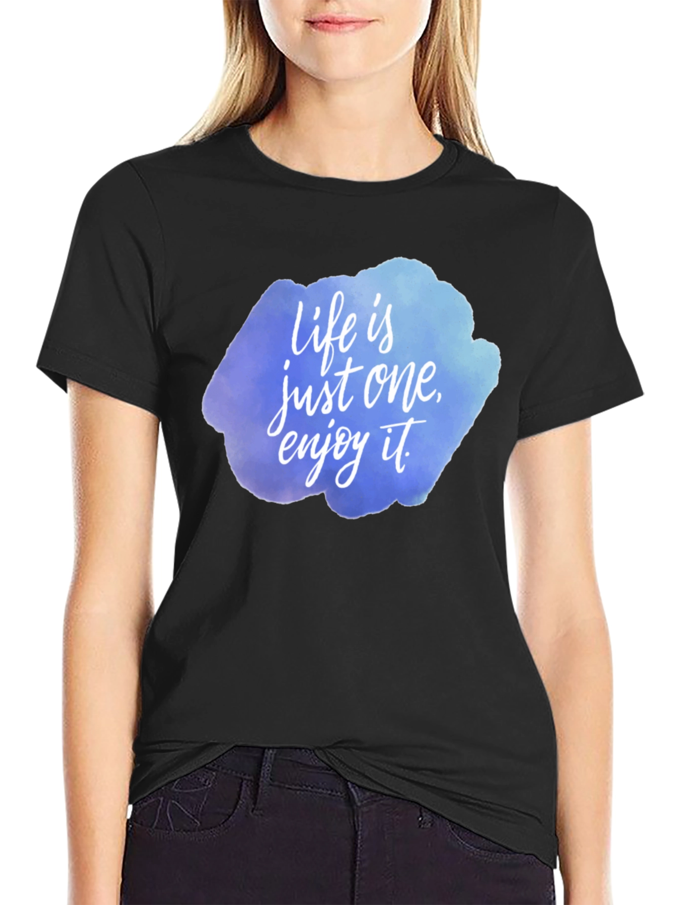 Camiseta Negra con Estampado Life is just one
