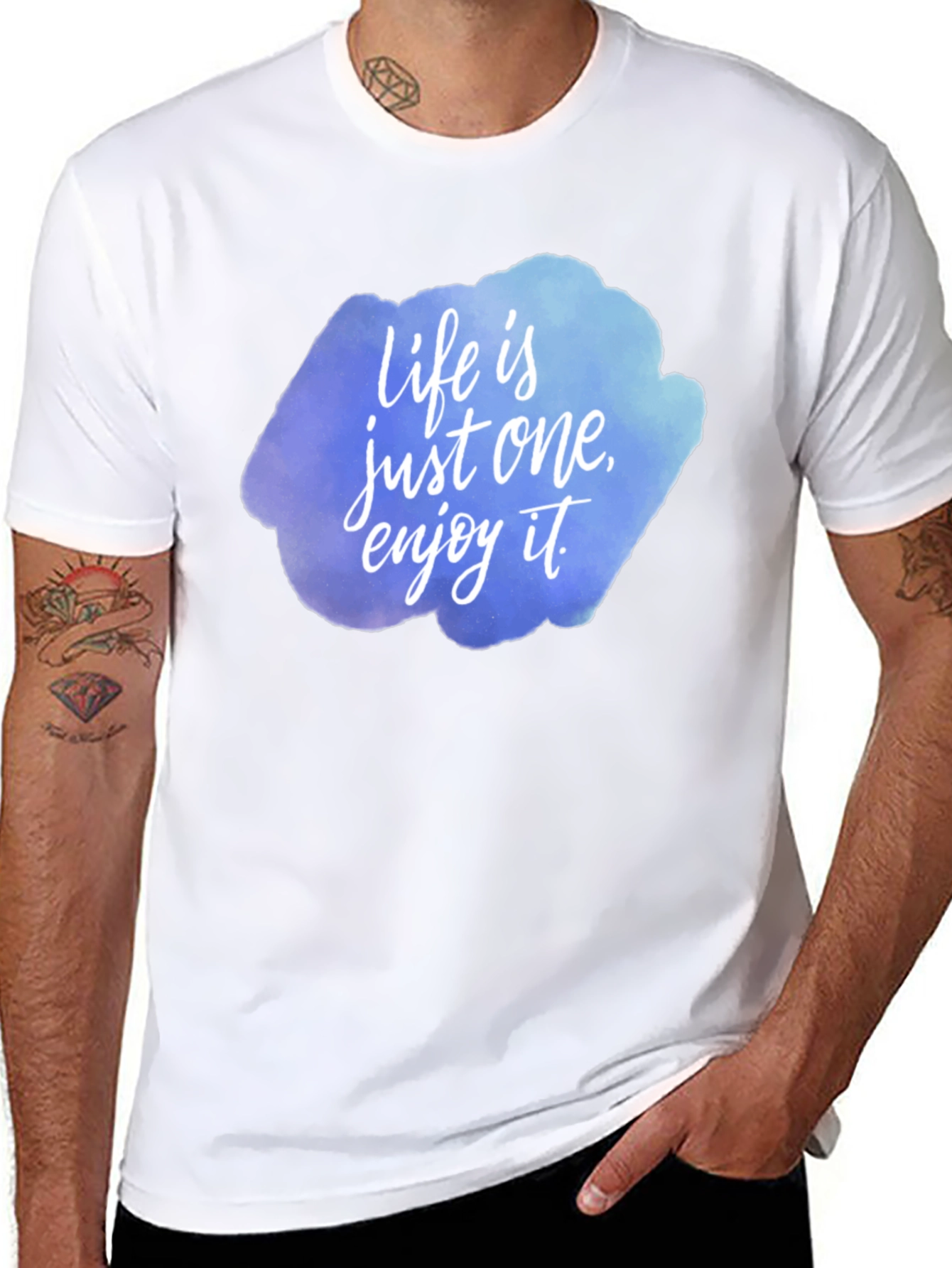 Camiseta Negra con Estampado Life is just one