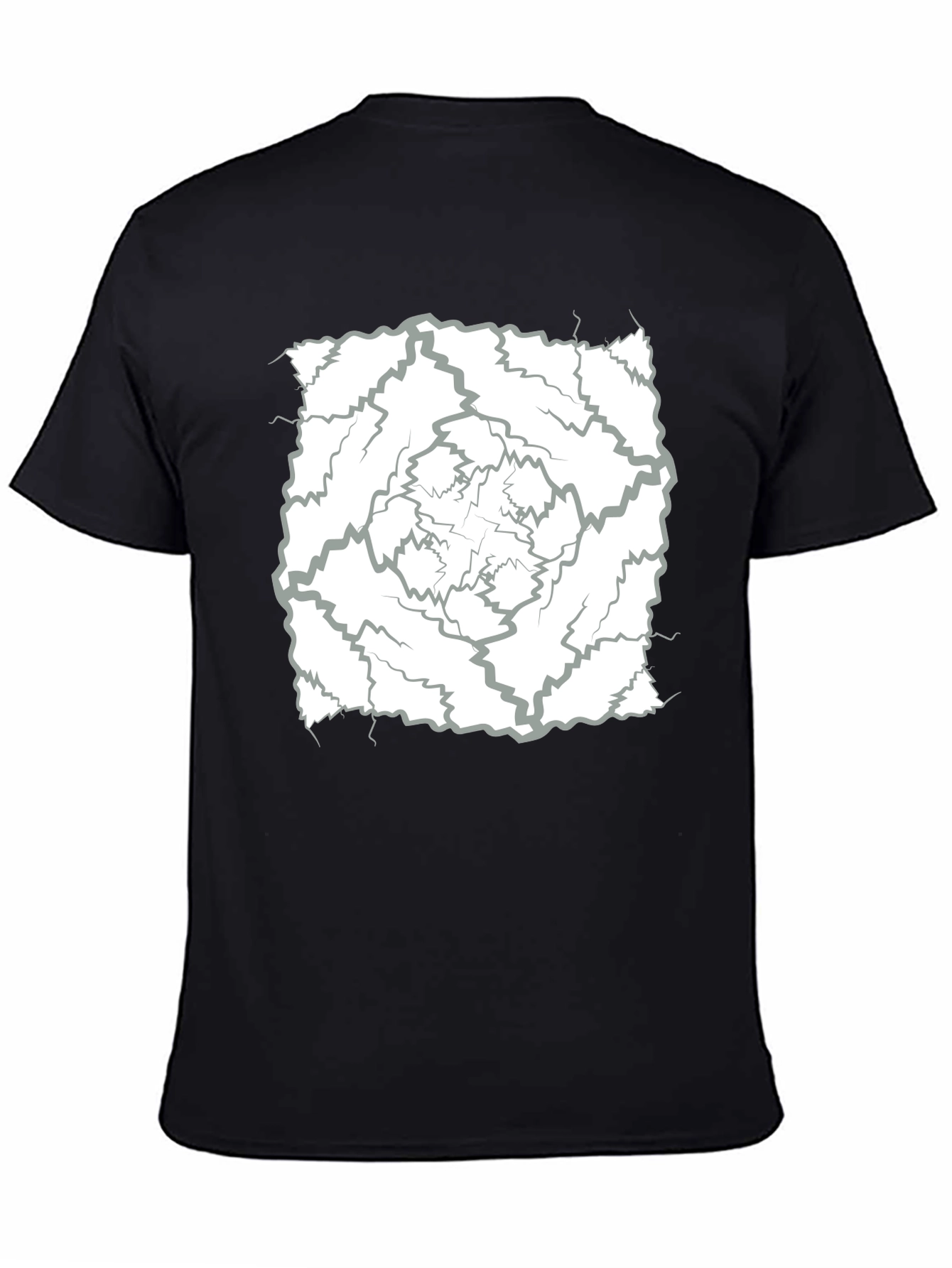 Camiseta Negra con Diseño Abstracto de Rayos