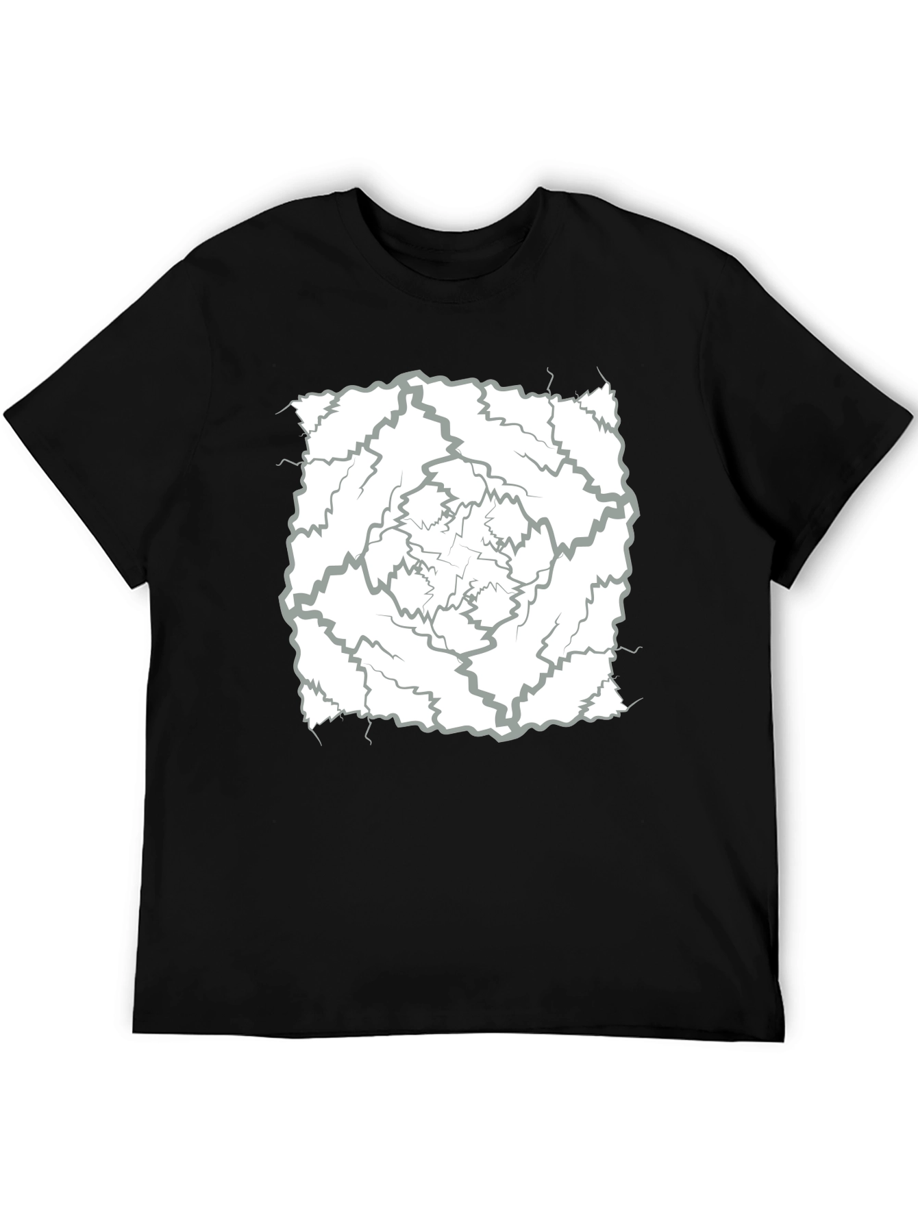 Camiseta Negra con Diseño Abstracto de Rayos