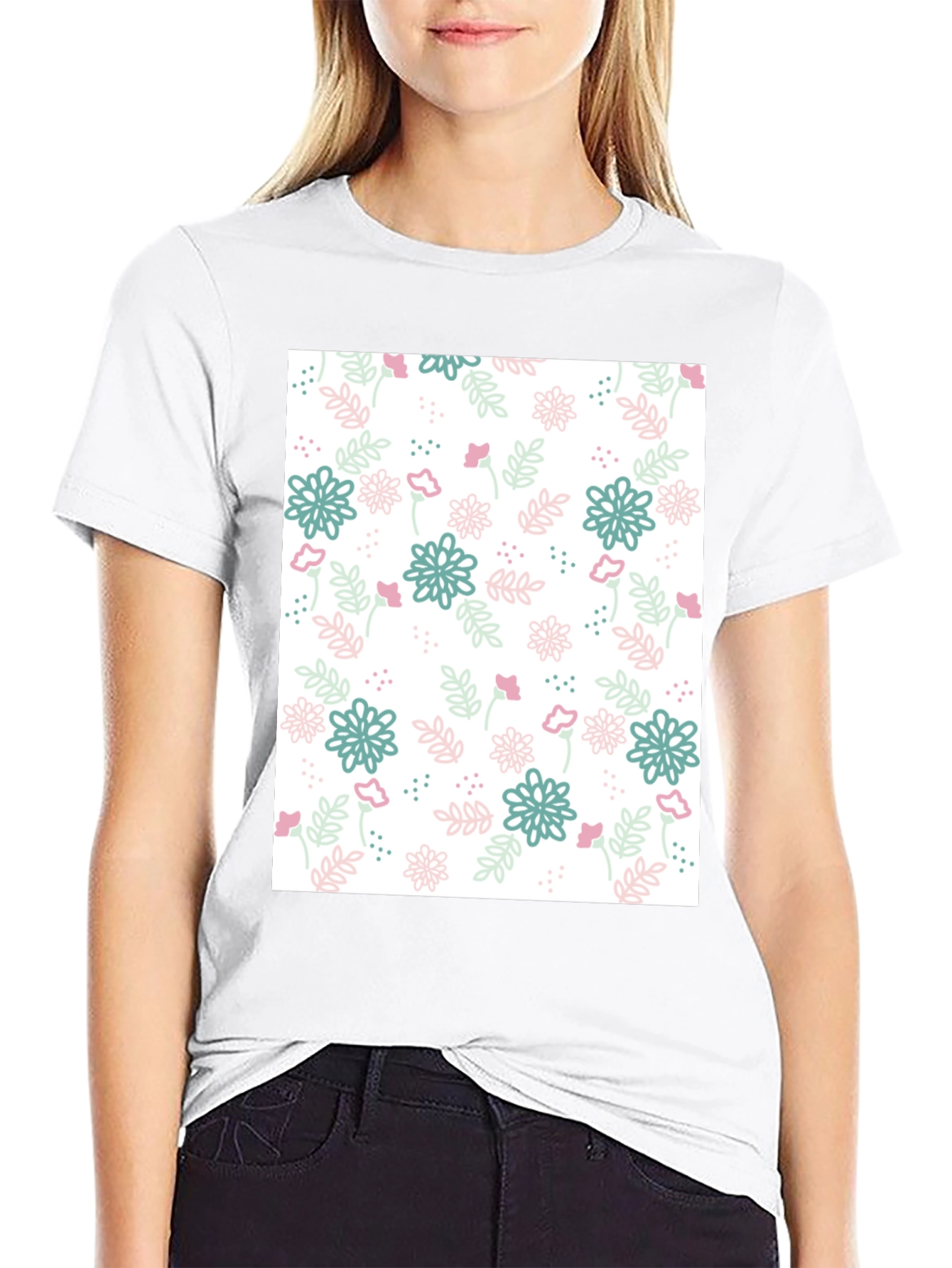 Camiseta Negra Estampado Floral