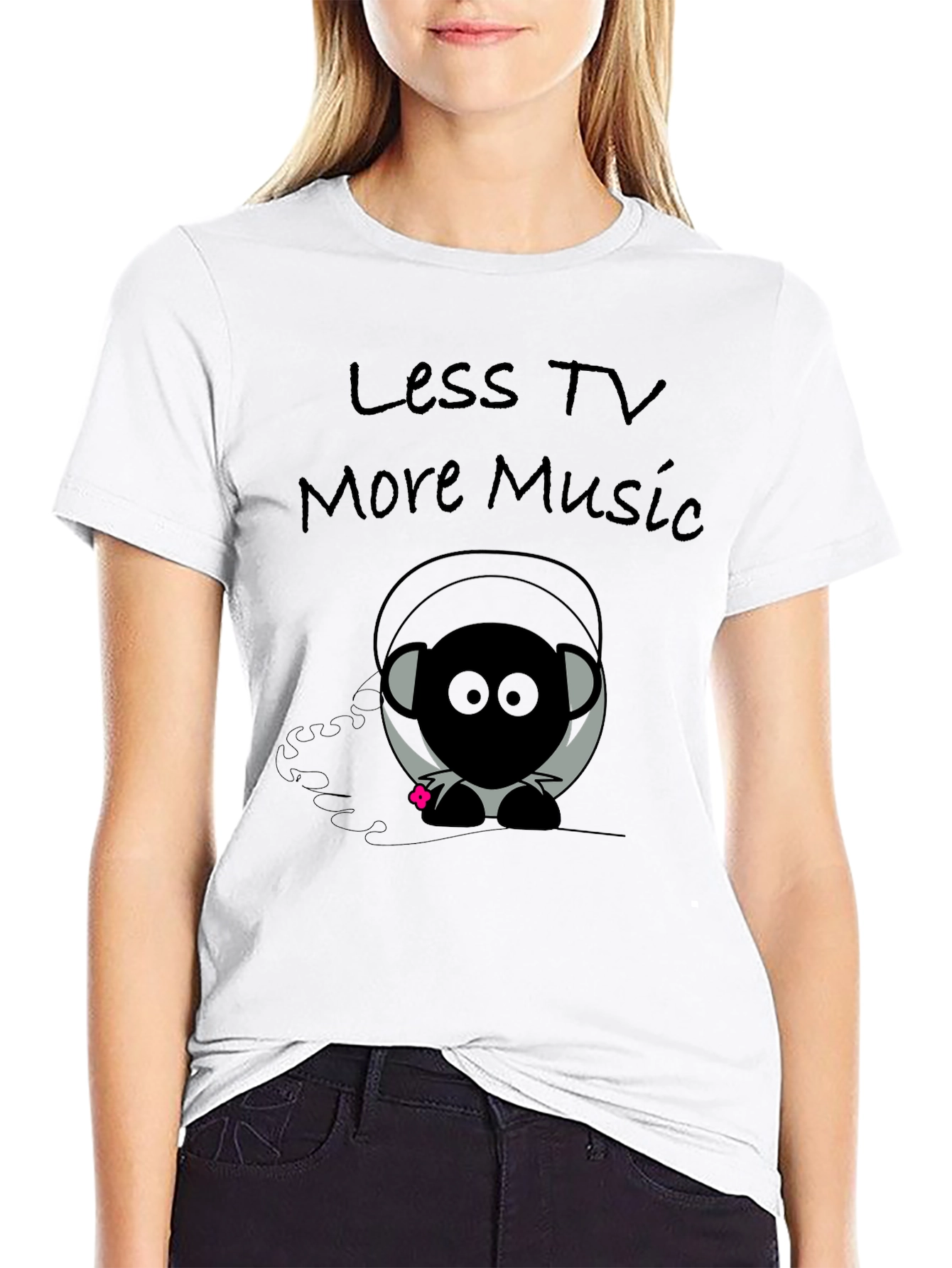 Camiseta Negra con Diseño Musical