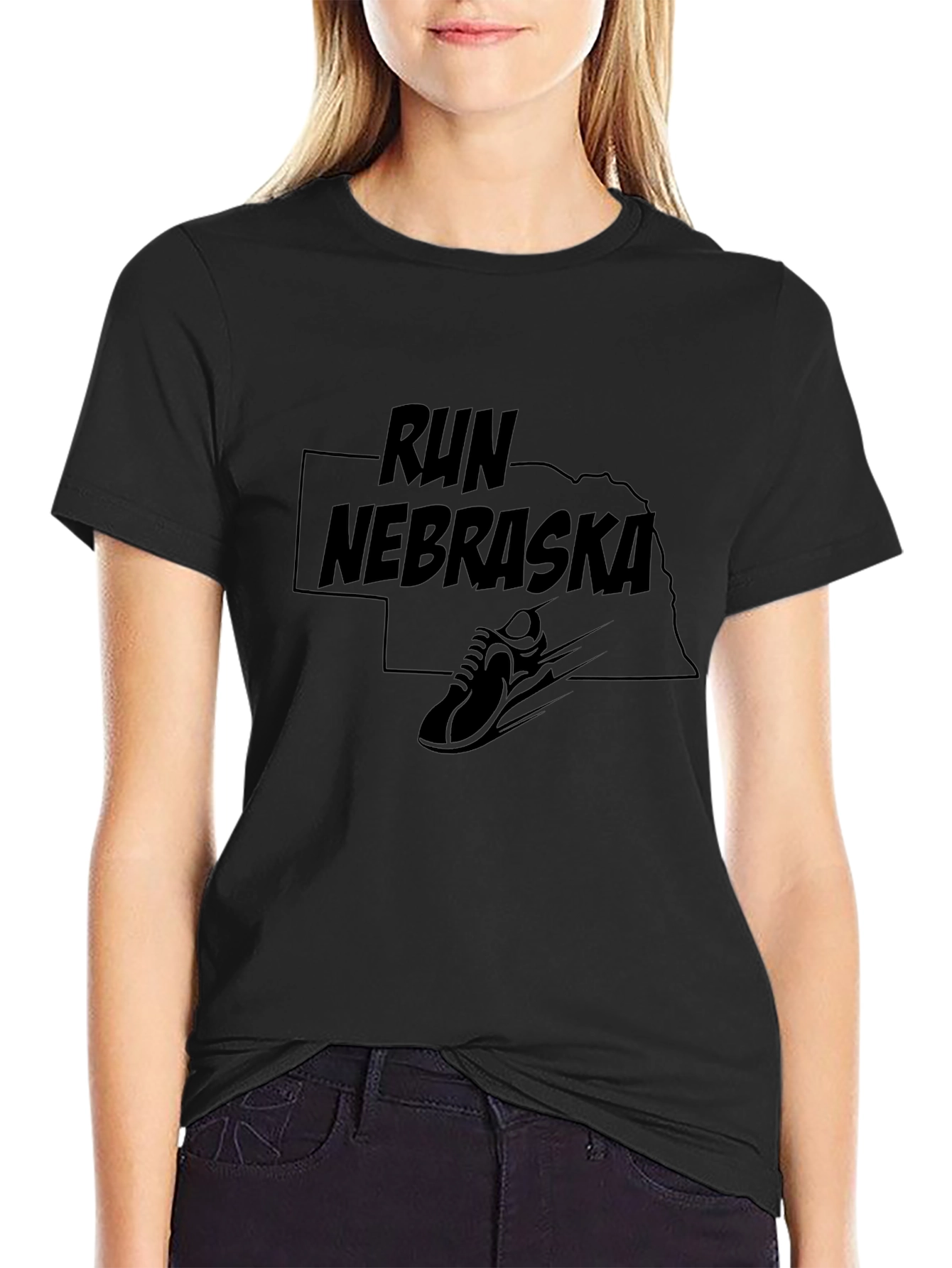 Camiseta Negra Run Nebraska