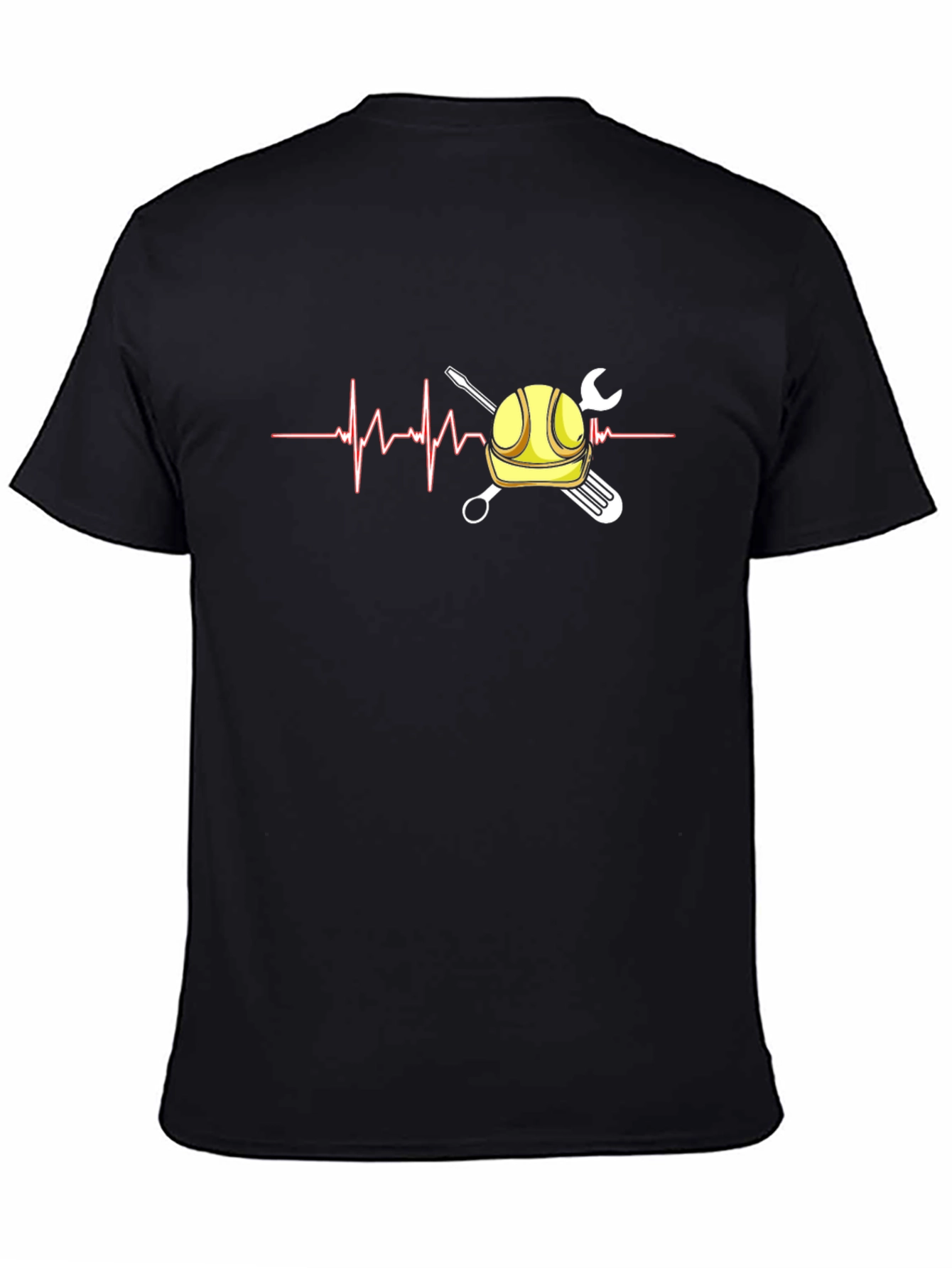 Camiseta Negra con Diseño de Latido de Ingeniero
