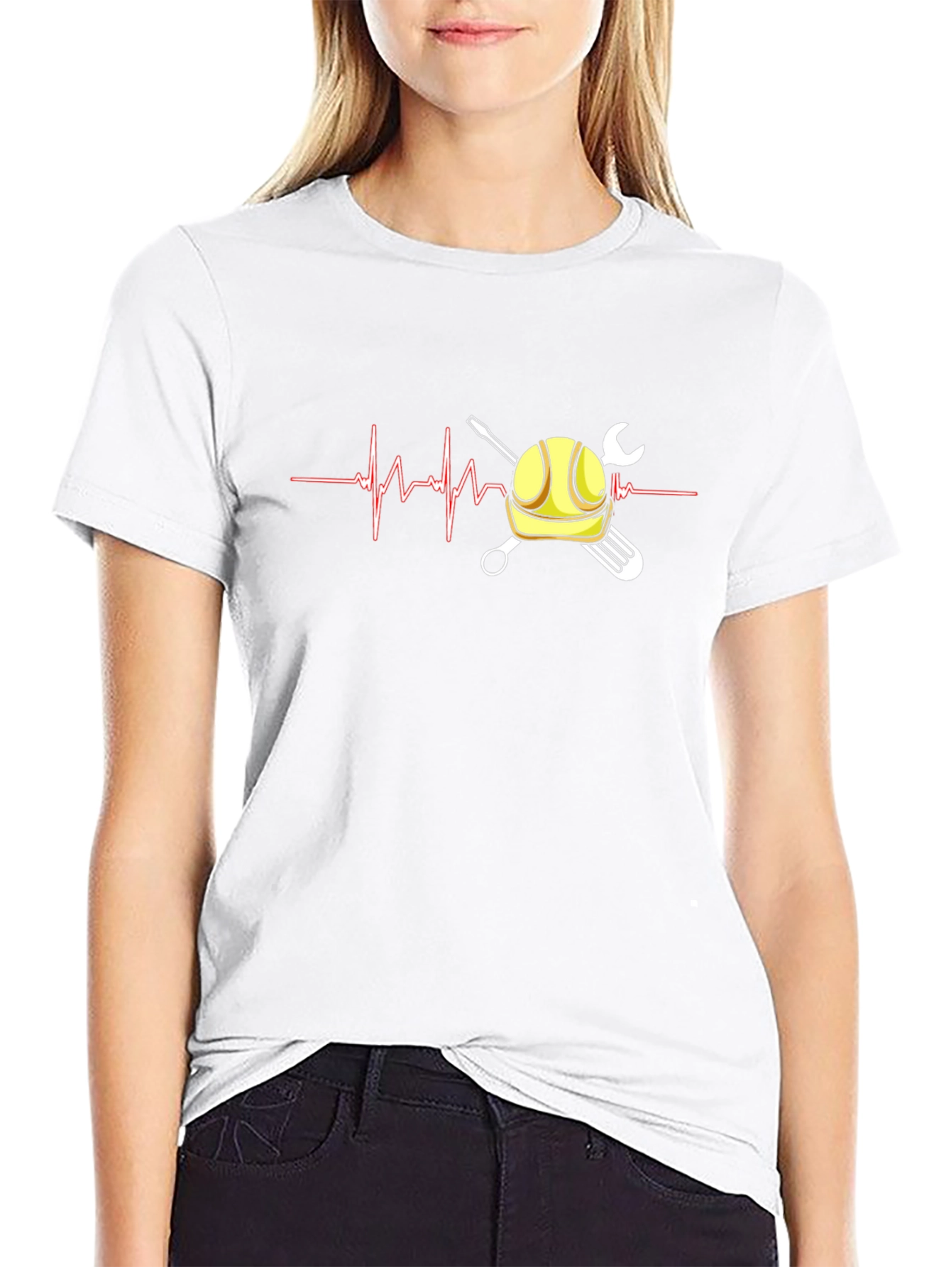 Camiseta Negra con Diseño de Latido de Ingeniero