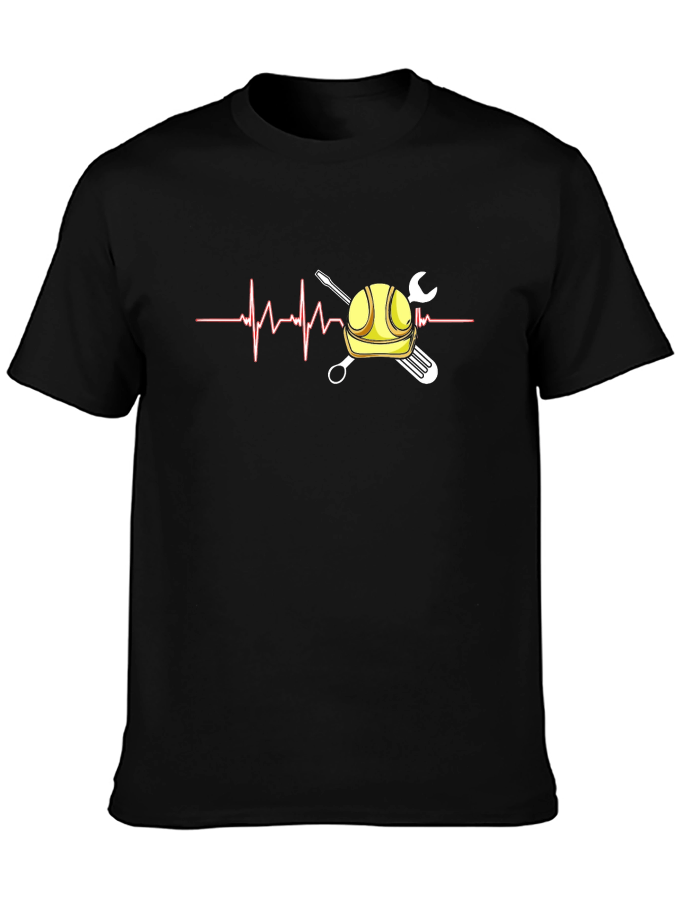 Camiseta Negra con Diseño de Latido de Ingeniero