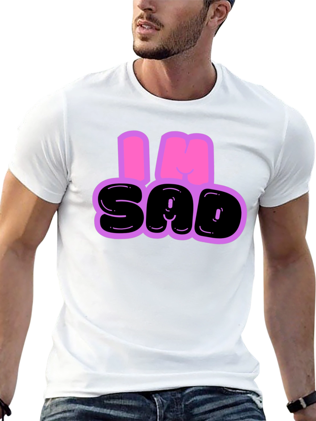 Camiseta Hombre - Diseño Im Sad Negro