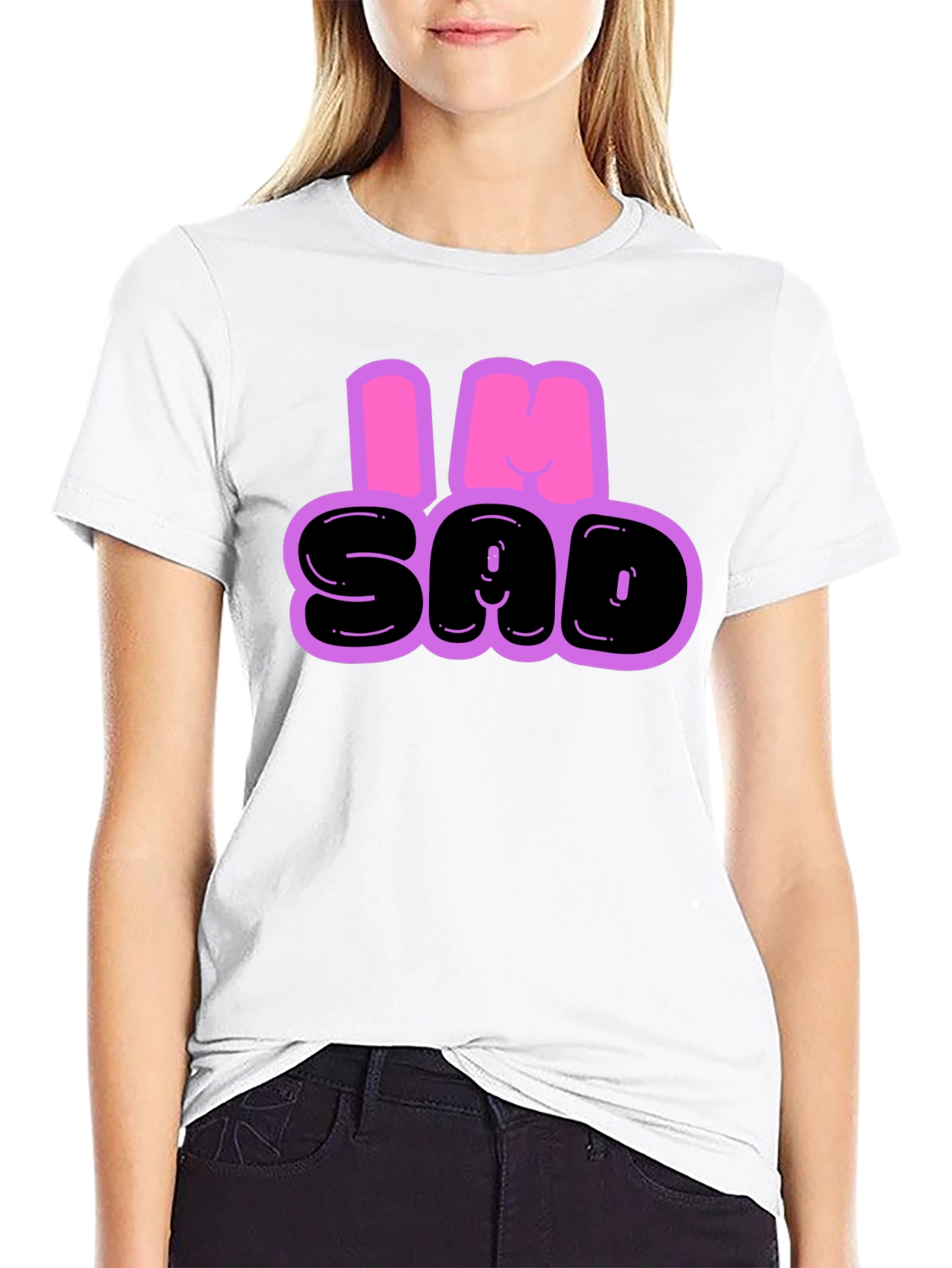 Camiseta Hombre - Diseño Im Sad Negro