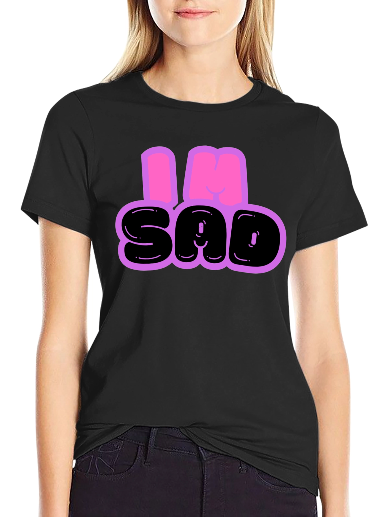 Camiseta Hombre - Diseño Im Sad Negro