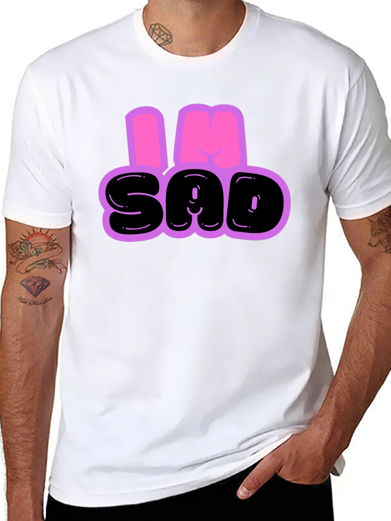 Camiseta Hombre - Diseño Im Sad Negro