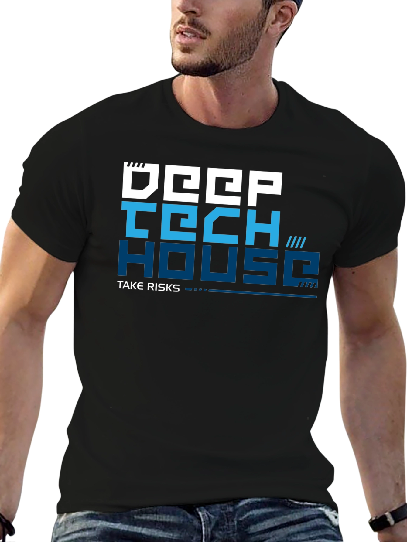 Camiseta Negra Deep Tech House Take Risks