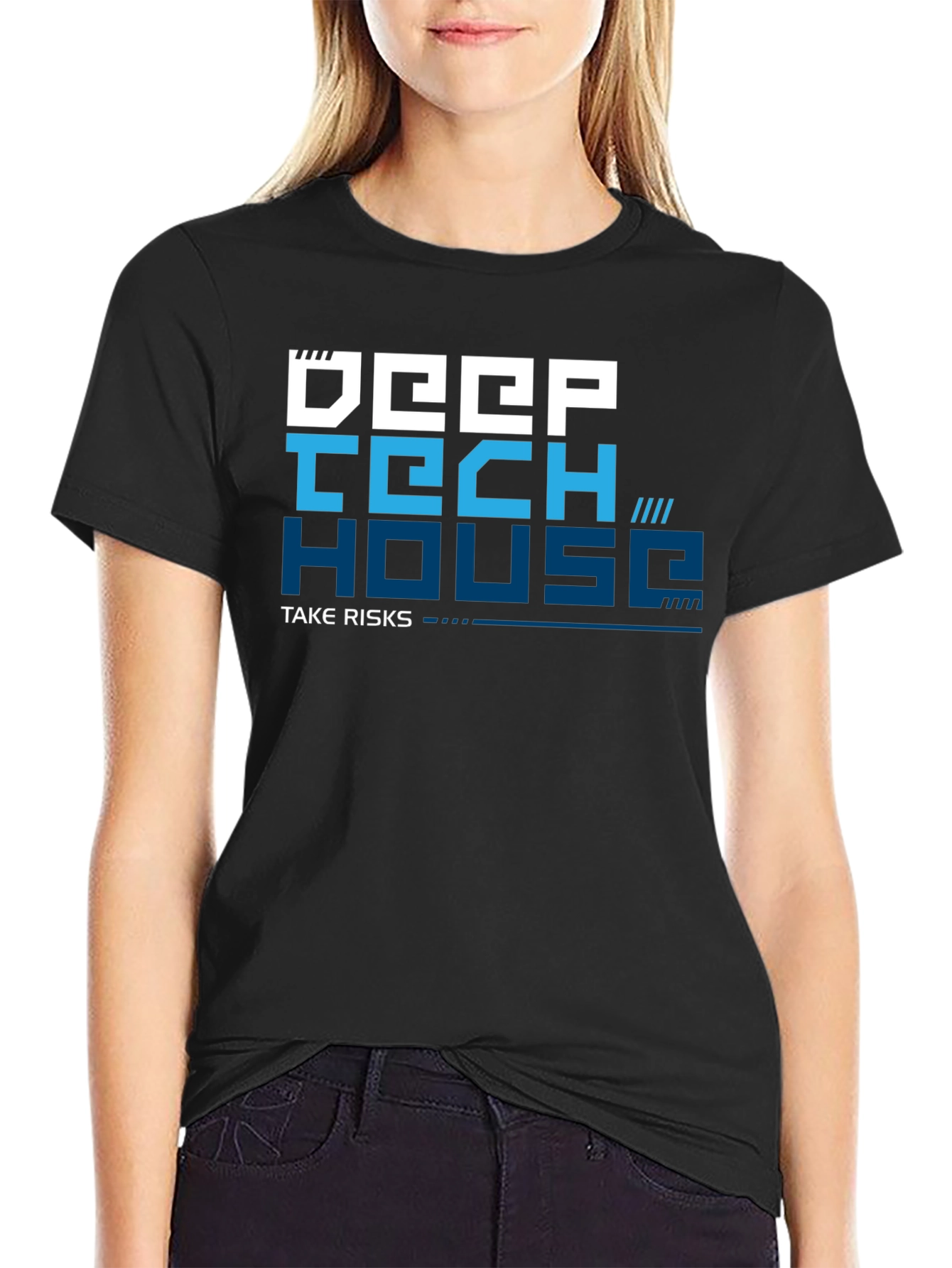 Camiseta Negra Deep Tech House Take Risks