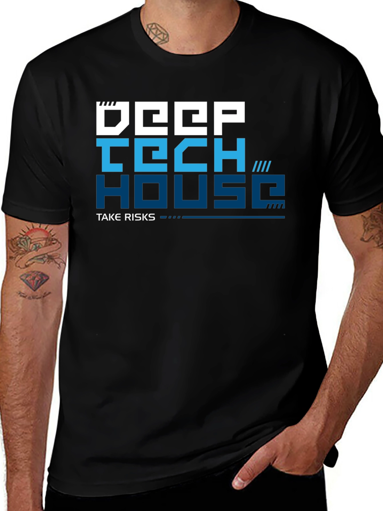 Camiseta Negra Deep Tech House Take Risks