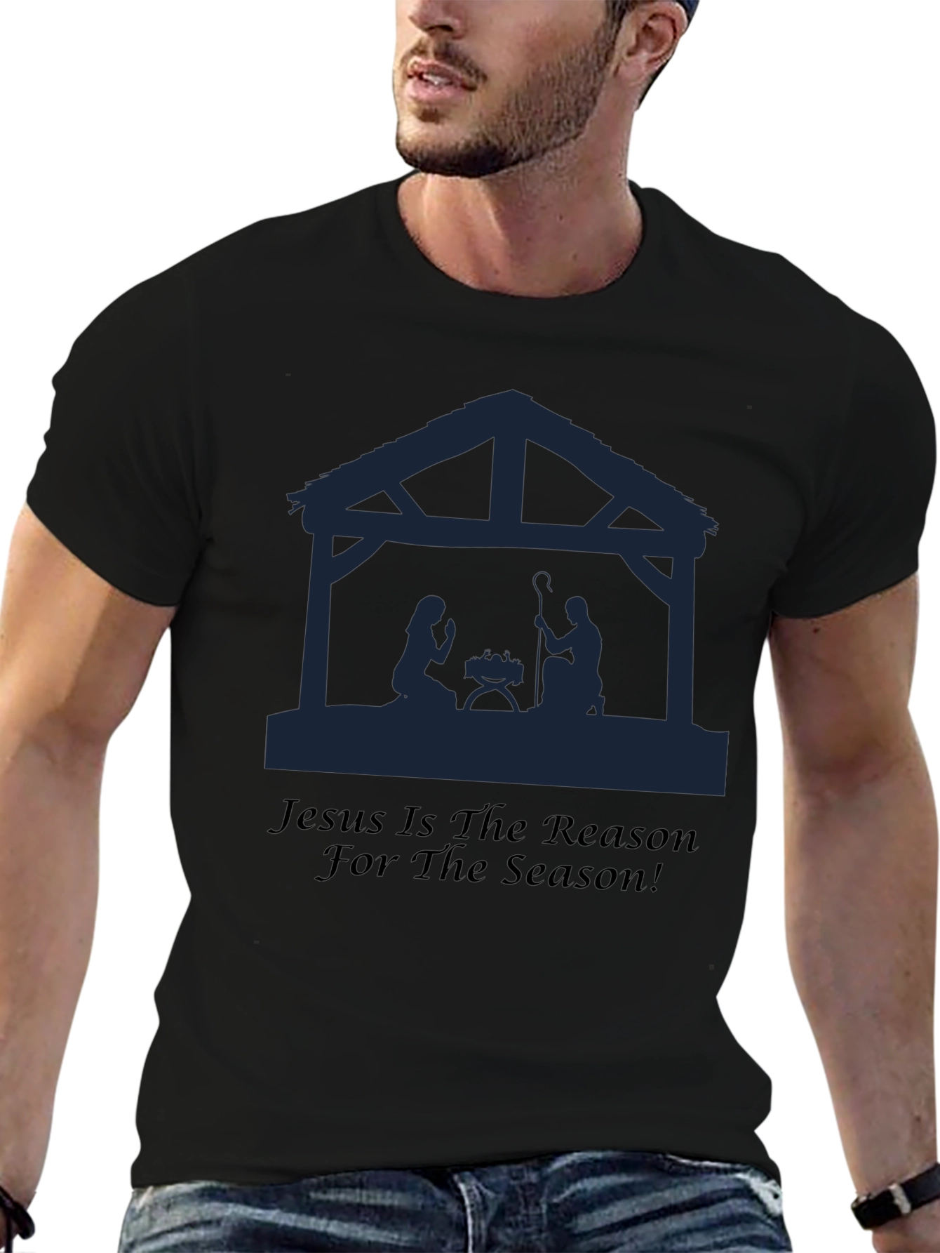 Camiseta Negra: Jesús es la Razón de la Navidad