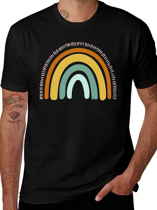 Camiseta Negra con Diseño de Arcoíris Boho