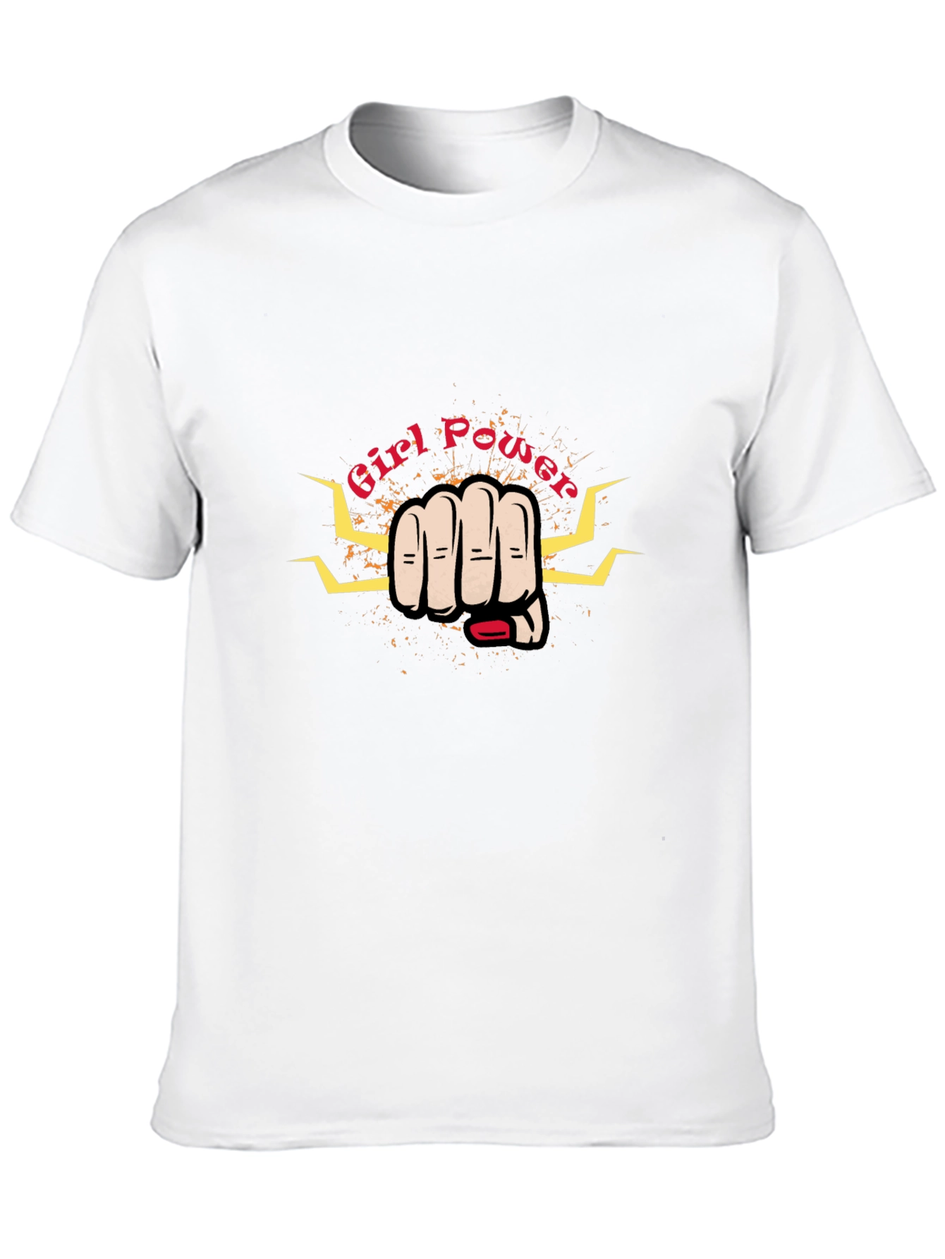 Camiseta Negra Girl Power con Puño y Rayos