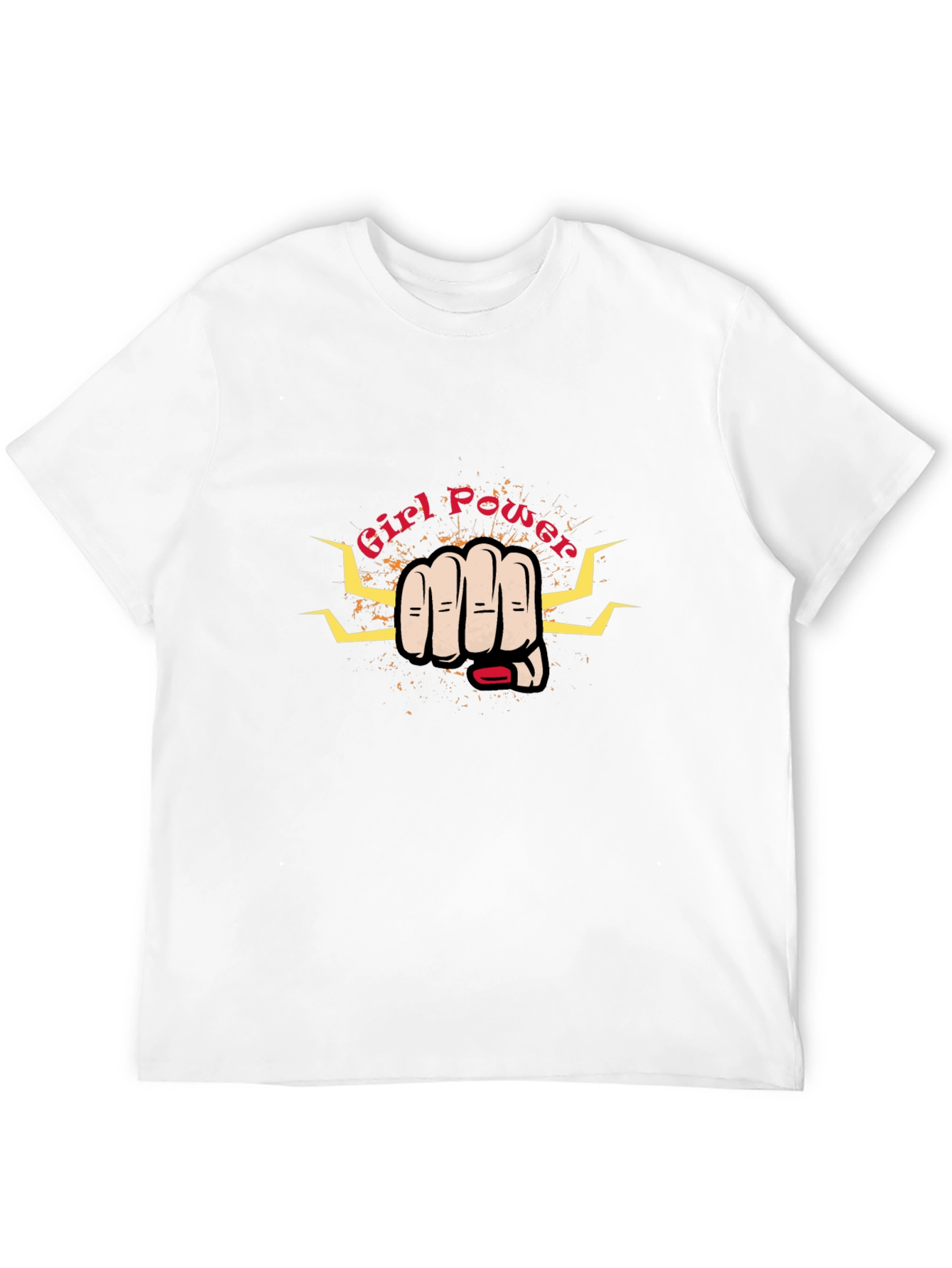 Camiseta Negra Girl Power con Puño y Rayos