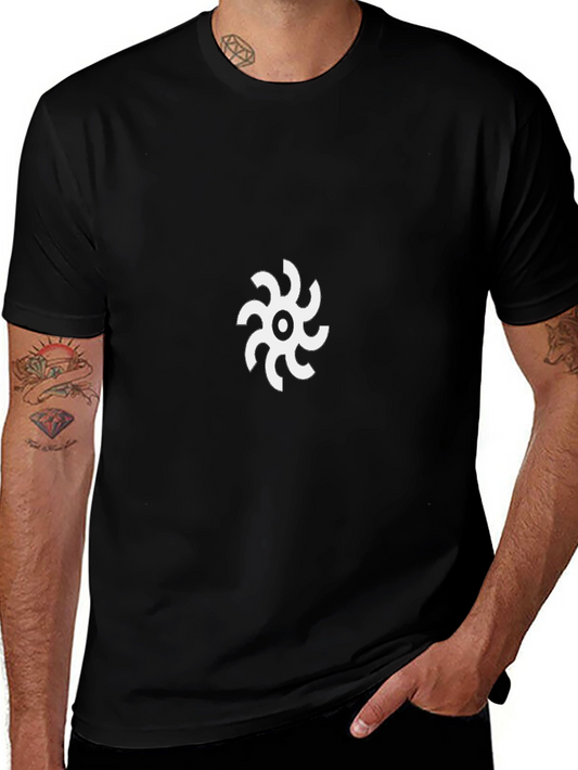 Camiseta Negra con Diseño Abstracto Circular