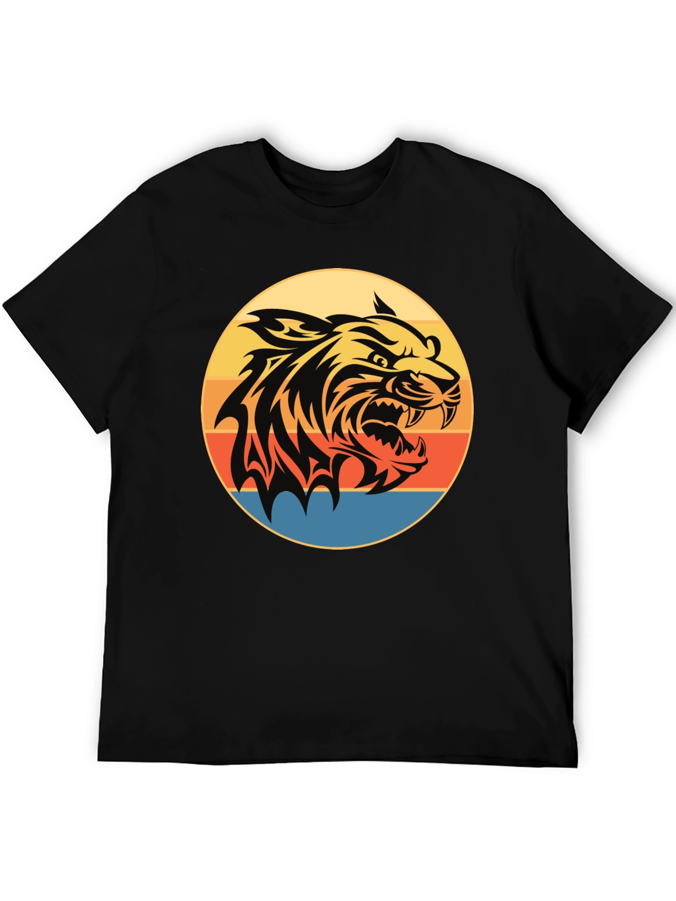 Camiseta Negra con Tigre Retro
