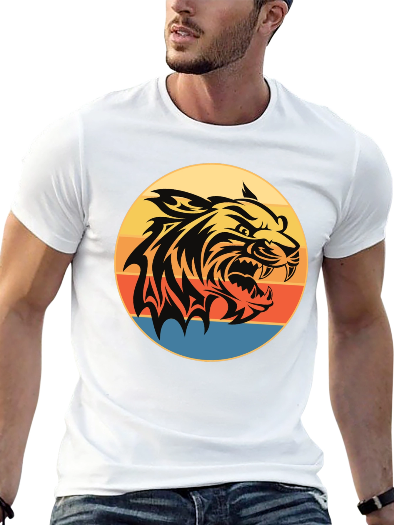 Camiseta Negra con Tigre Retro