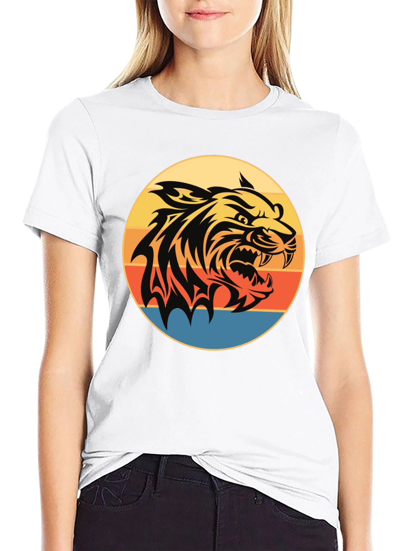 Camiseta Negra con Tigre Retro