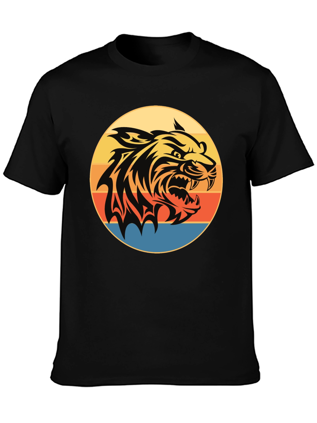 Camiseta Negra con Tigre Retro