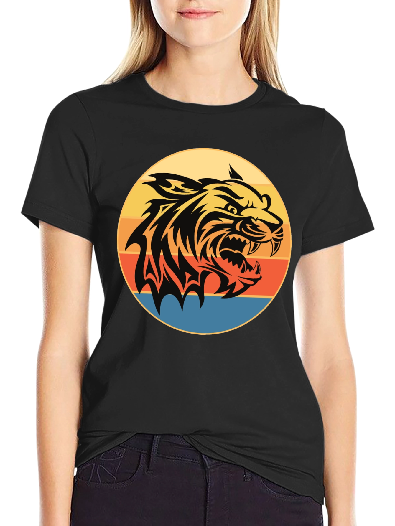 Camiseta Negra con Tigre Retro