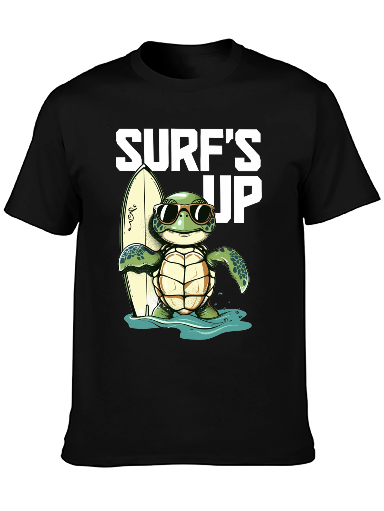 Camiseta Negra con Tortuga Surfista