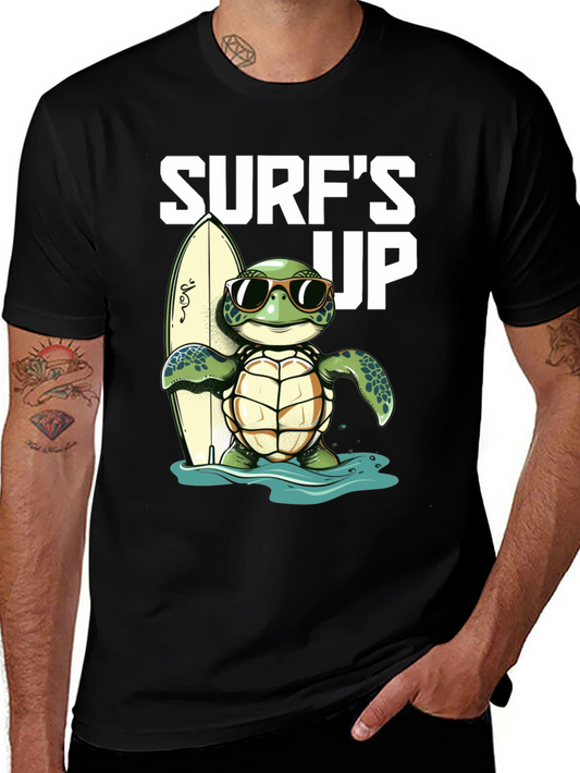 Camiseta Negra con Tortuga Surfista