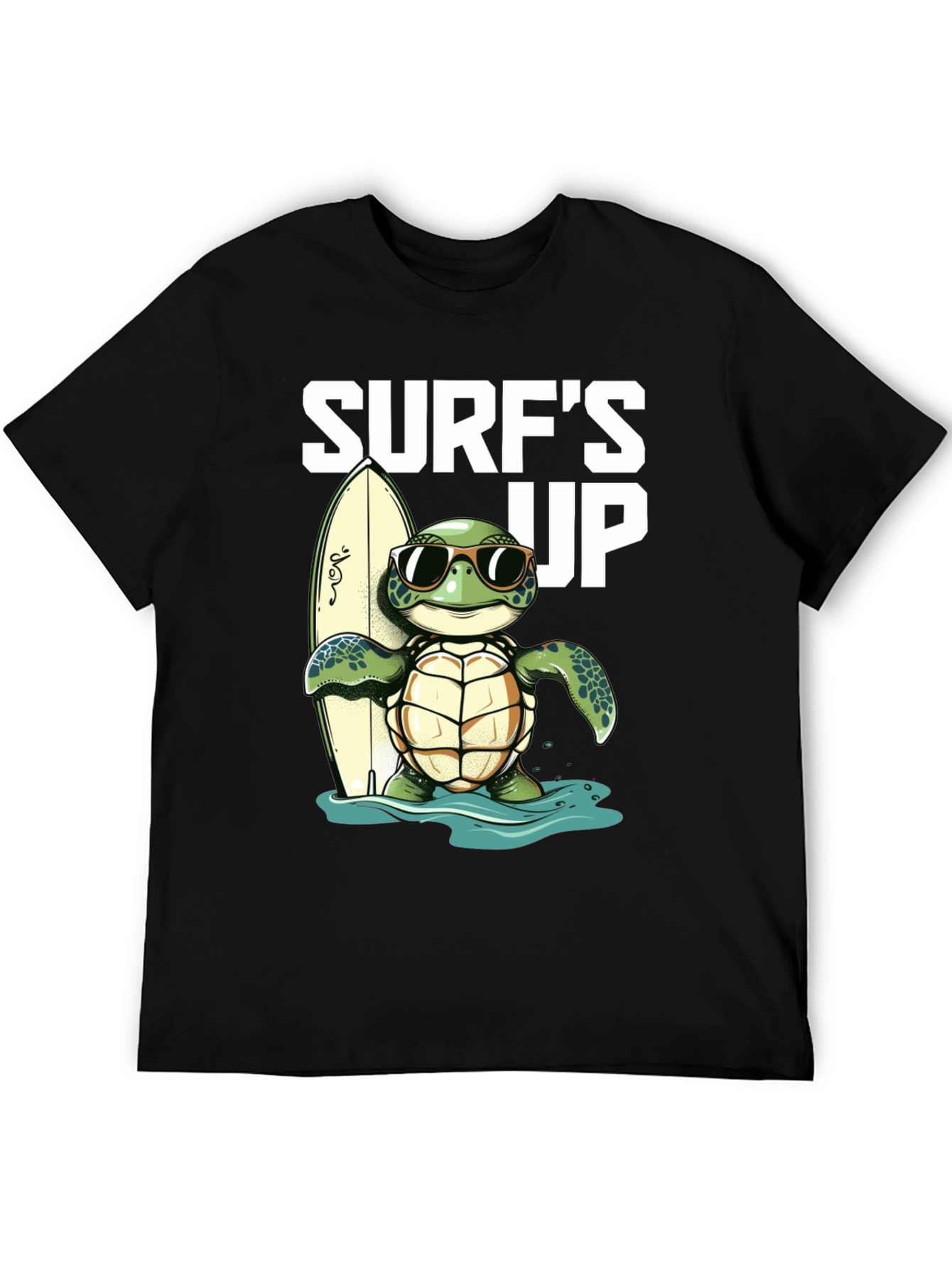 Camiseta Negra con Tortuga Surfista