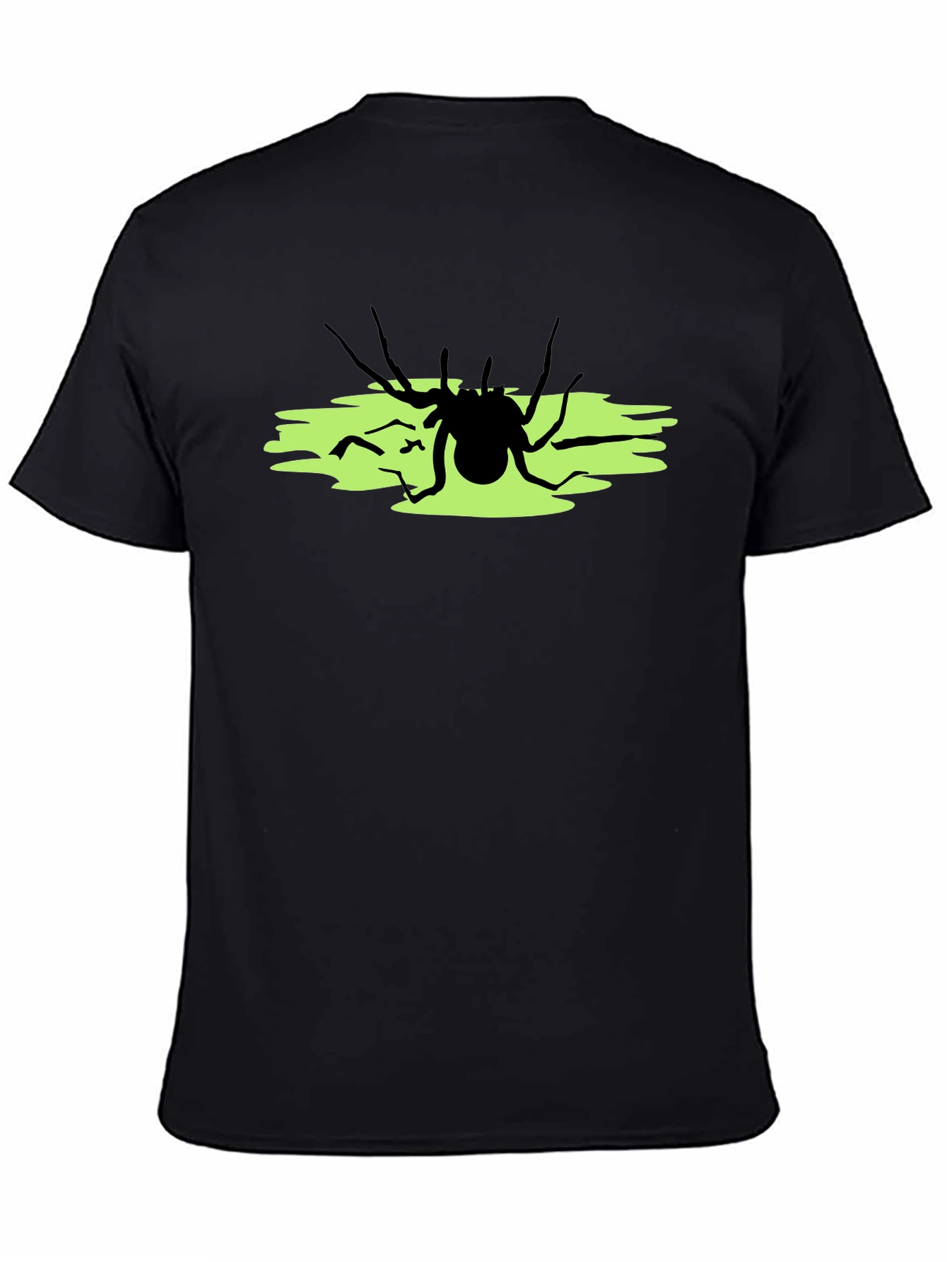 Camiseta Negra con Araña sobre Fondo Verde
