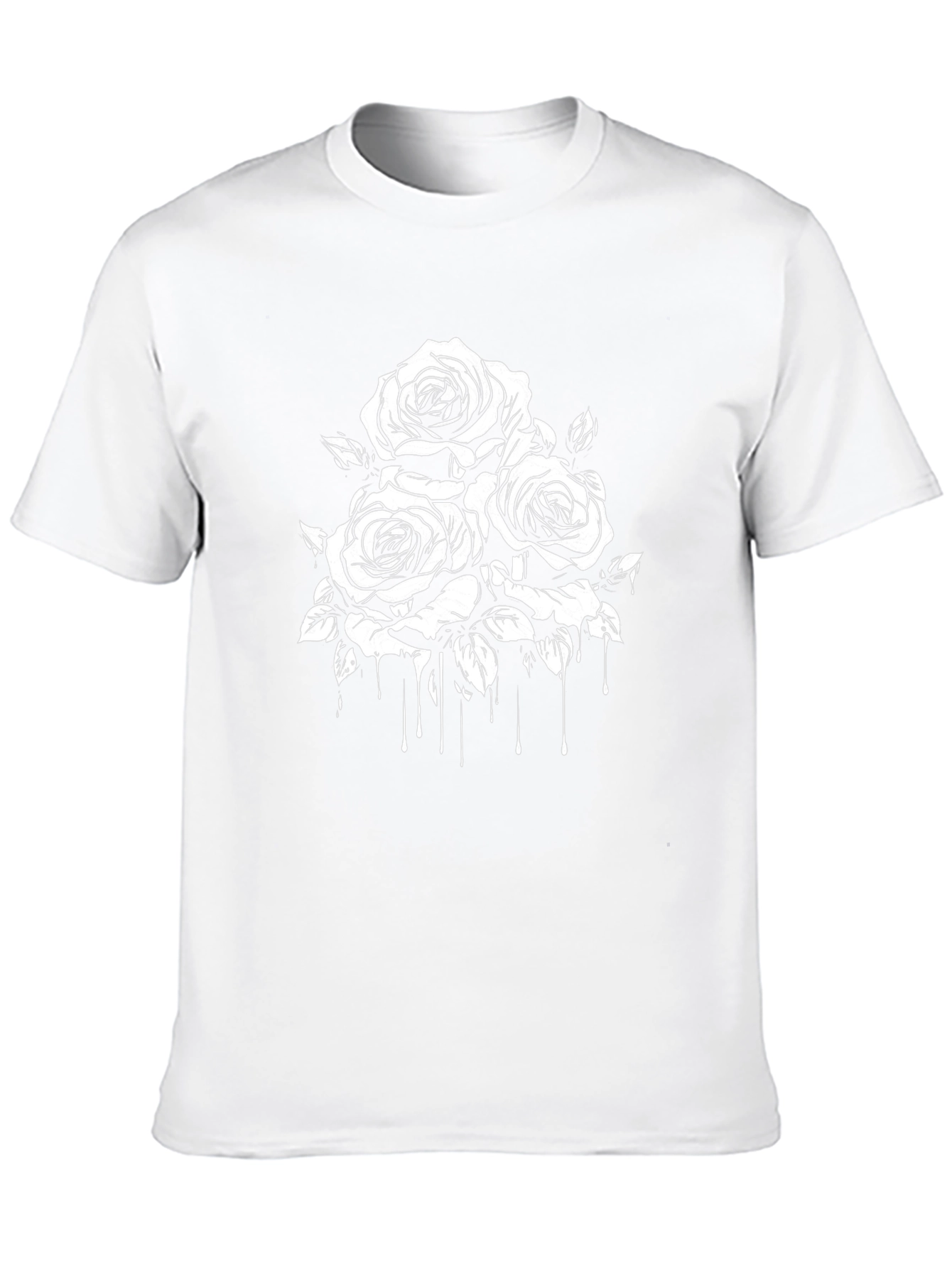 Camiseta Negra con Diseño Floral Blanco