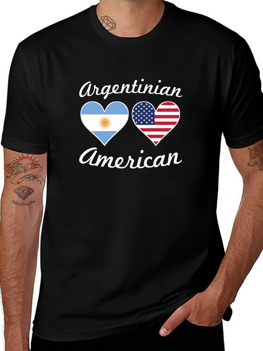 Camiseta Argentino-Americana con Corazones de Bandera