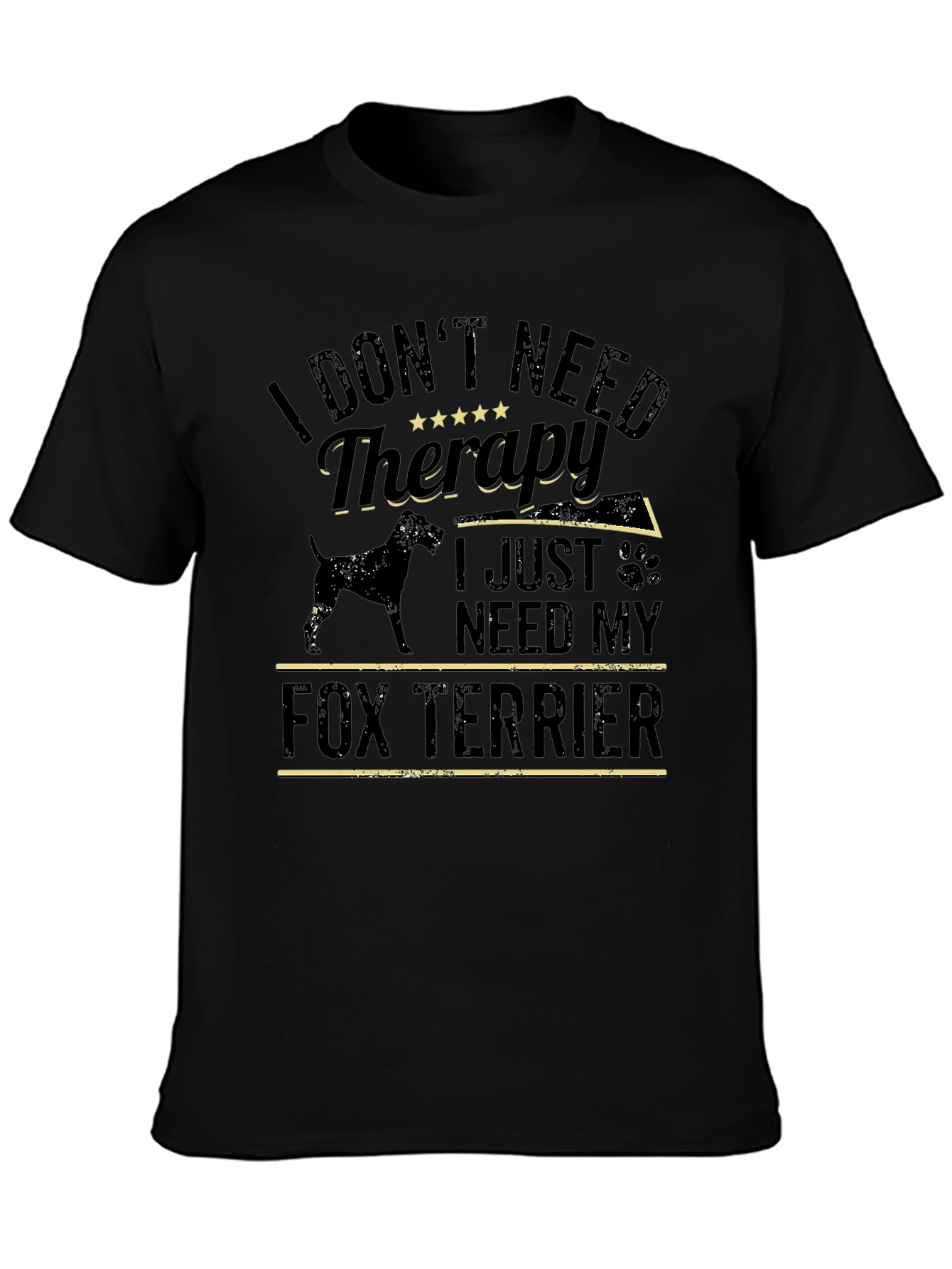 Camiseta Negra Fox Terrier: Terapia con Amor Canino
