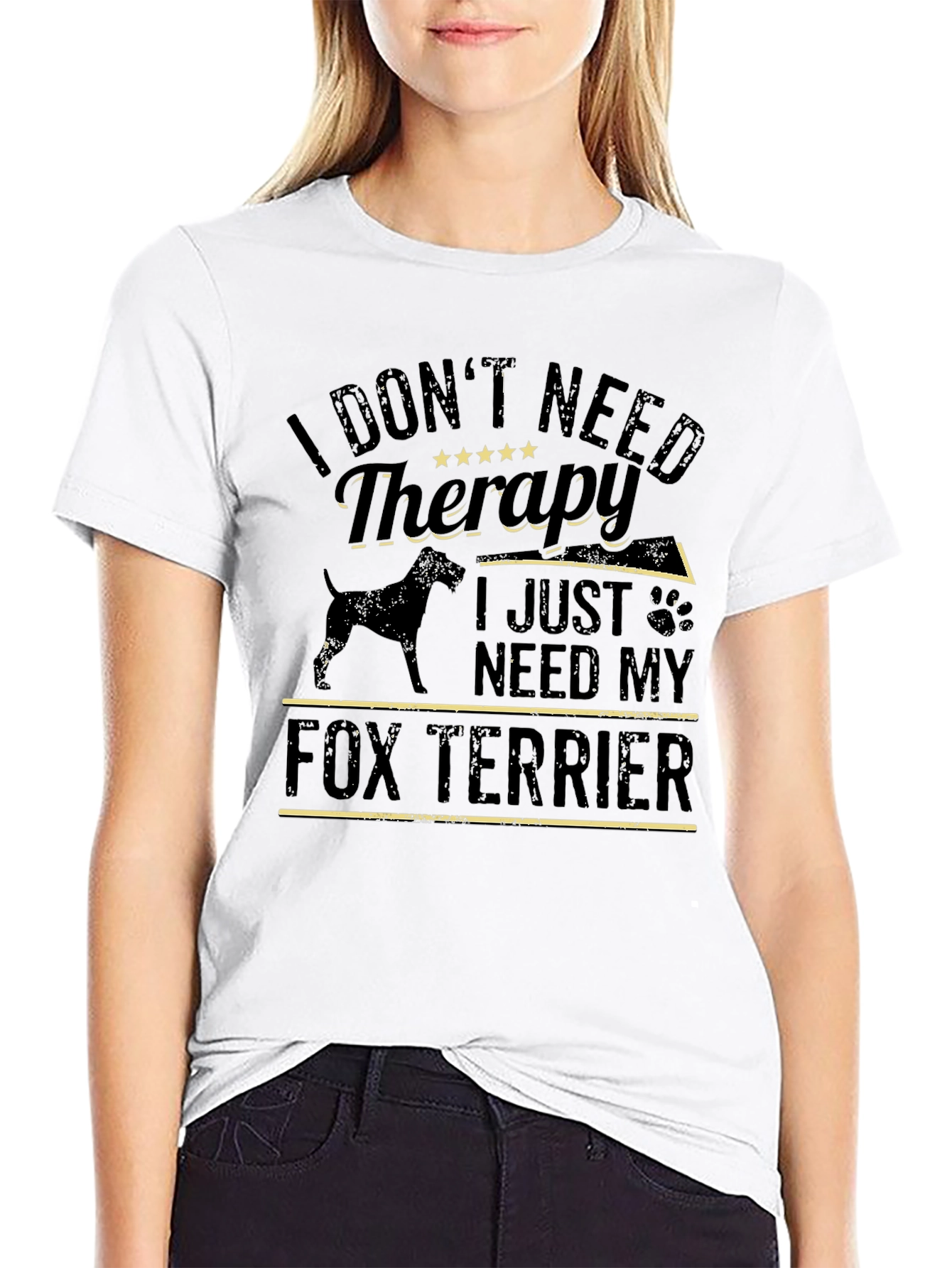 Camiseta Negra Fox Terrier: Terapia con Amor Canino