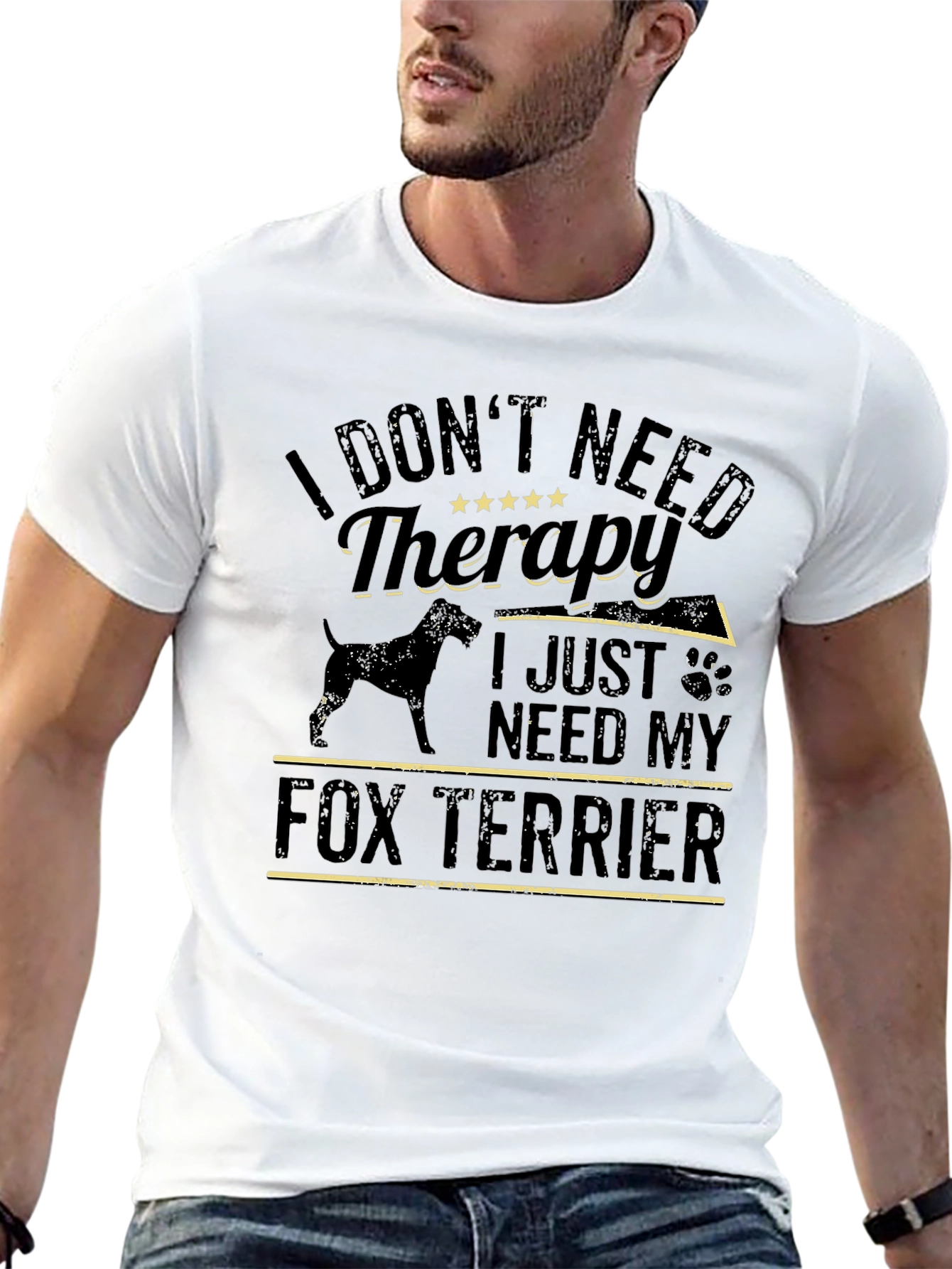 Camiseta Negra Fox Terrier: Terapia con Amor Canino