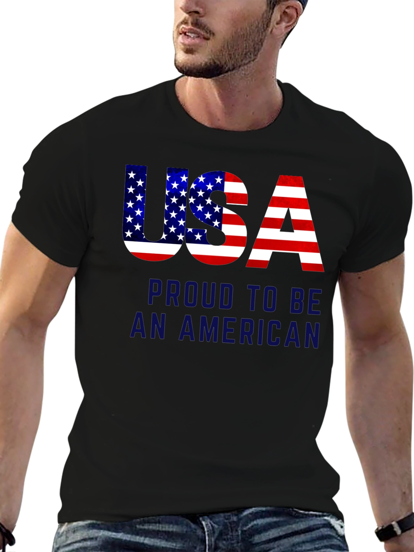Camiseta Negra USA Proud to be American