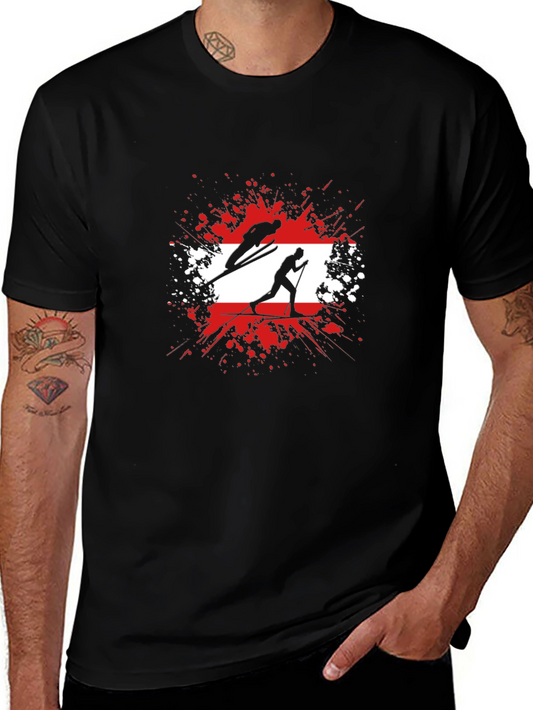 Camiseta Negra con Diseño de Esquí Austriaco