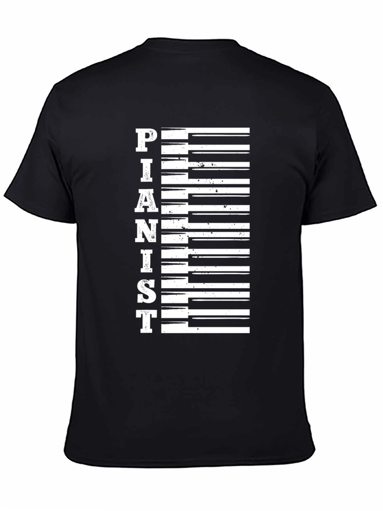 Camiseta Negra Pianista Diseño Teclas de Piano