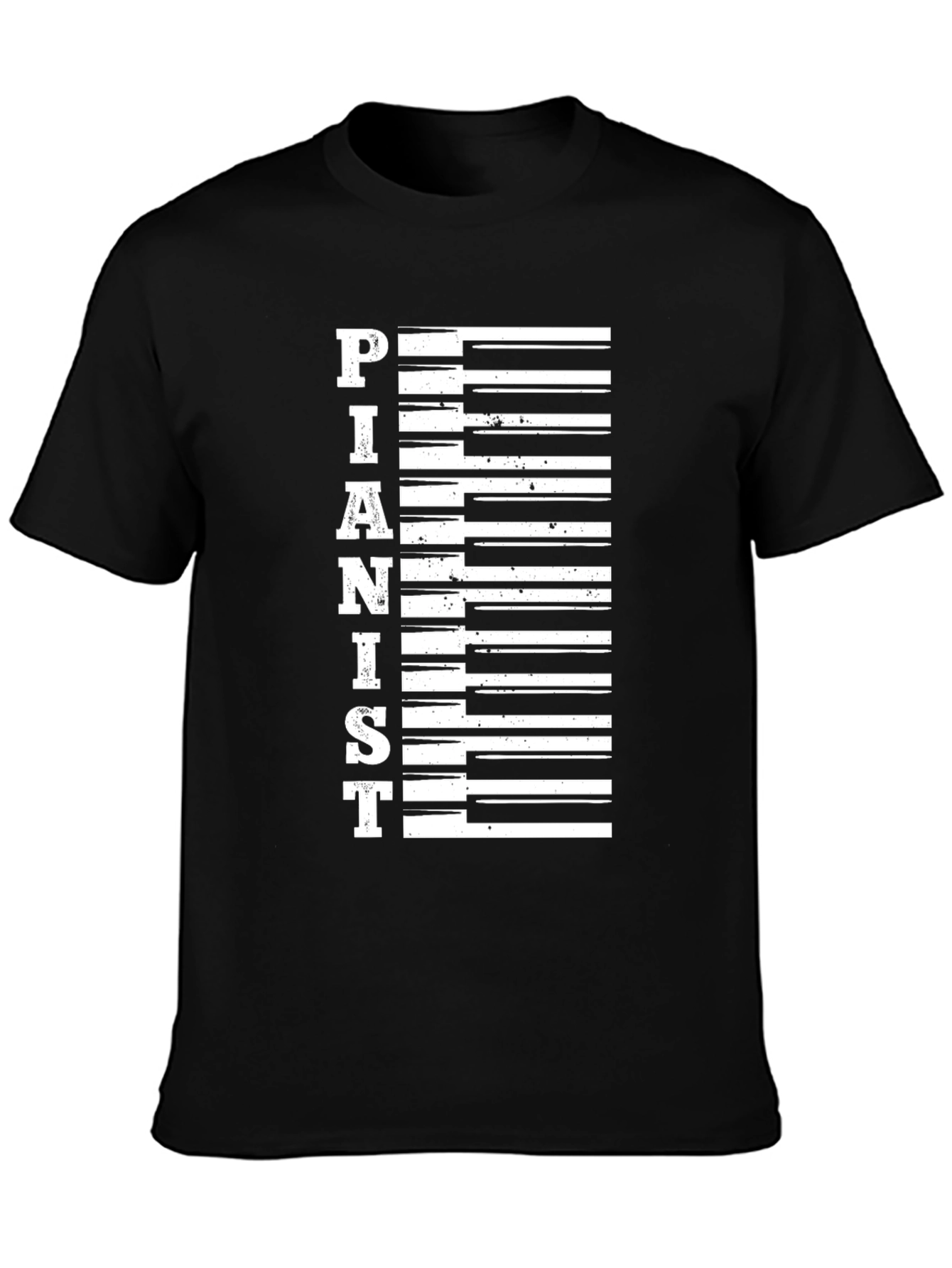 Camiseta Negra Pianista Diseño Teclas de Piano