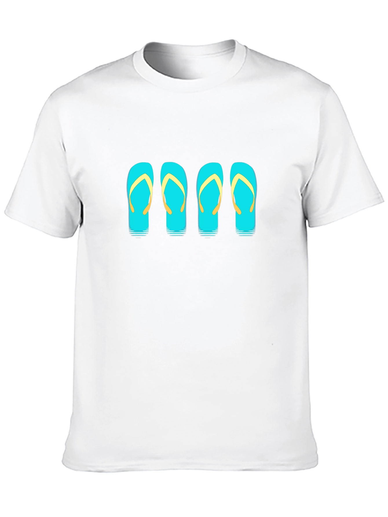 Camiseta Negra con Diseño de Chanclas Turquesa