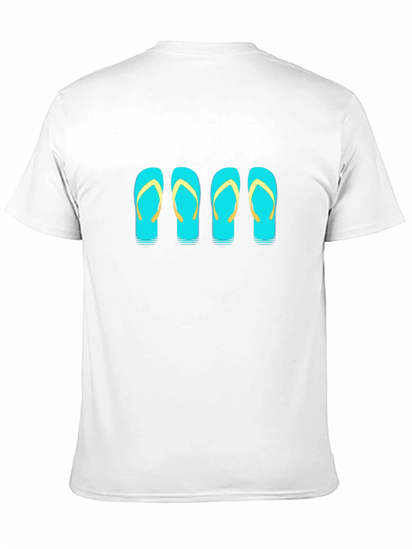 Camiseta Negra con Diseño de Chanclas Turquesa