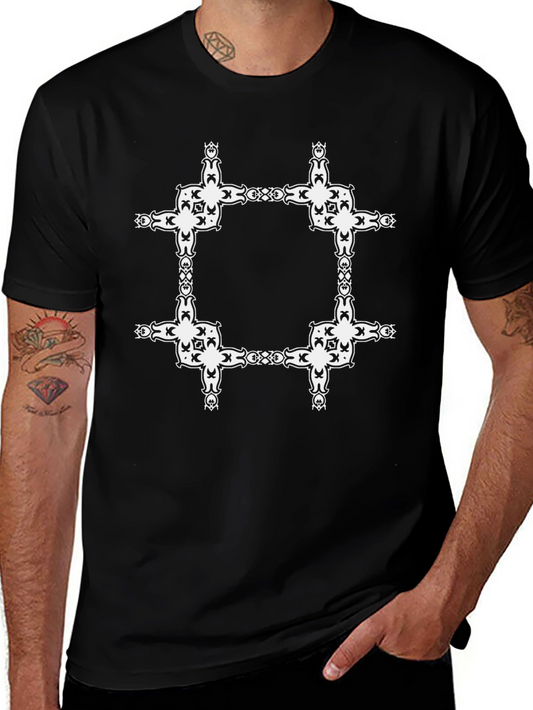 Camiseta Negra con Diseño Cuadrado Abstracto