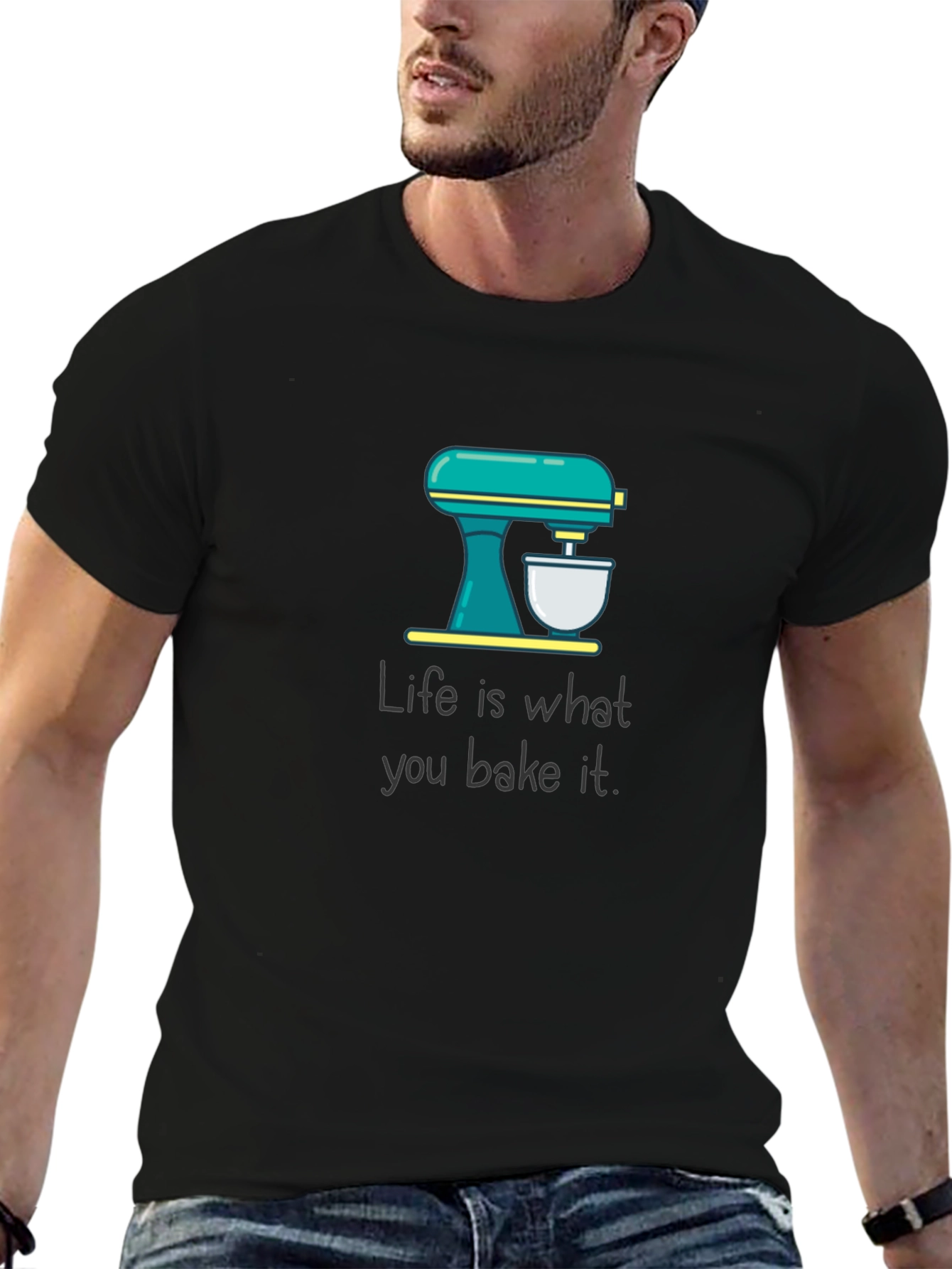 Camiseta Negra La vida es lo que horneas