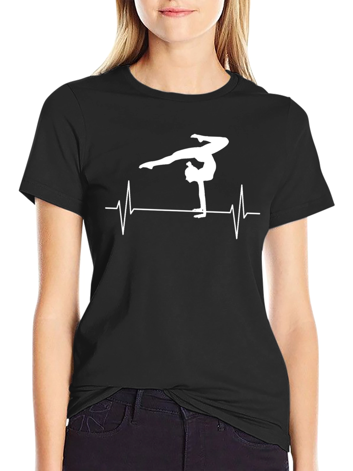 Camiseta Negra Gimnasta Ritmo Cardíaco