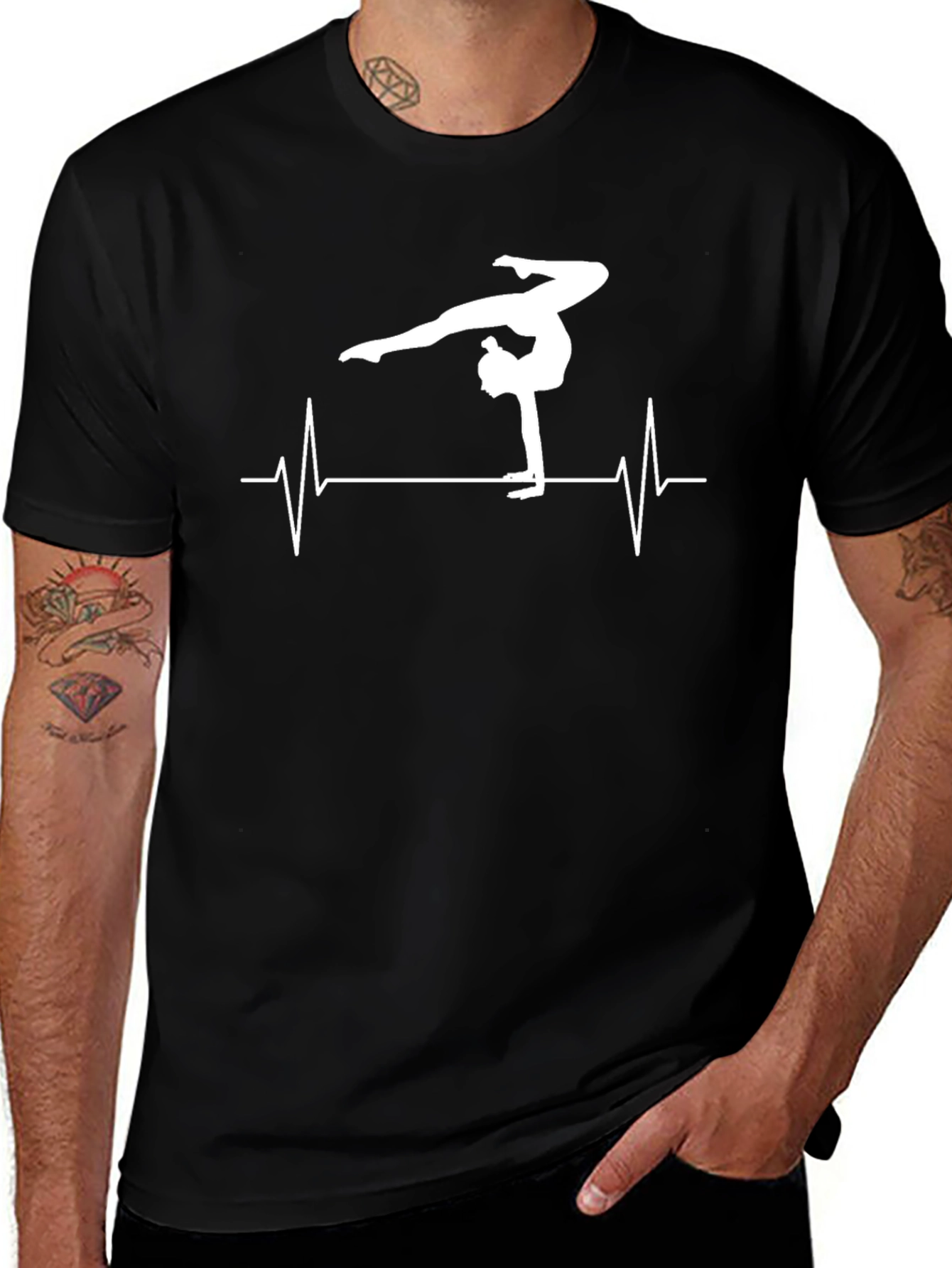 Camiseta Negra Gimnasta Ritmo Cardíaco