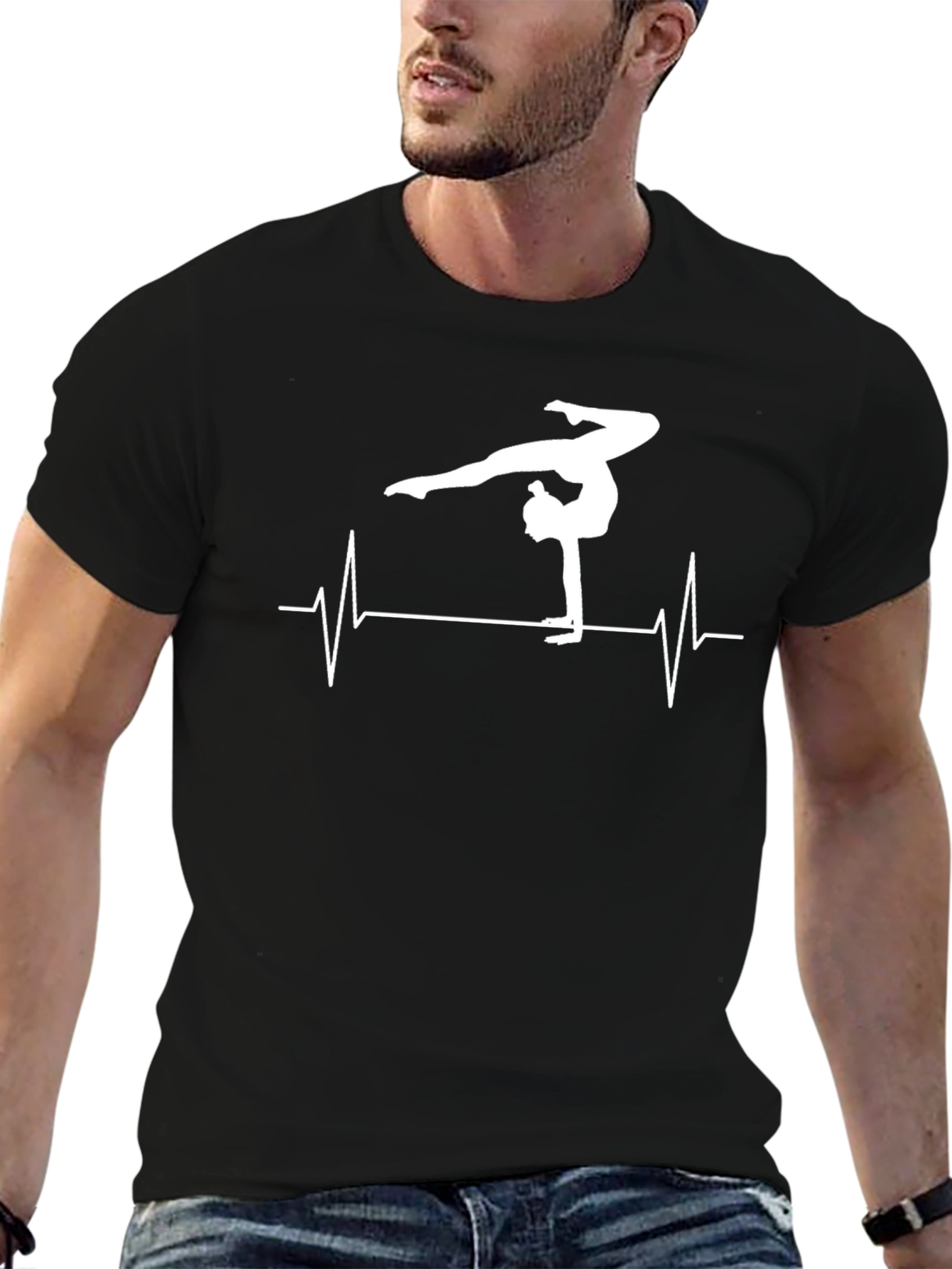 Camiseta Negra Gimnasta Ritmo Cardíaco