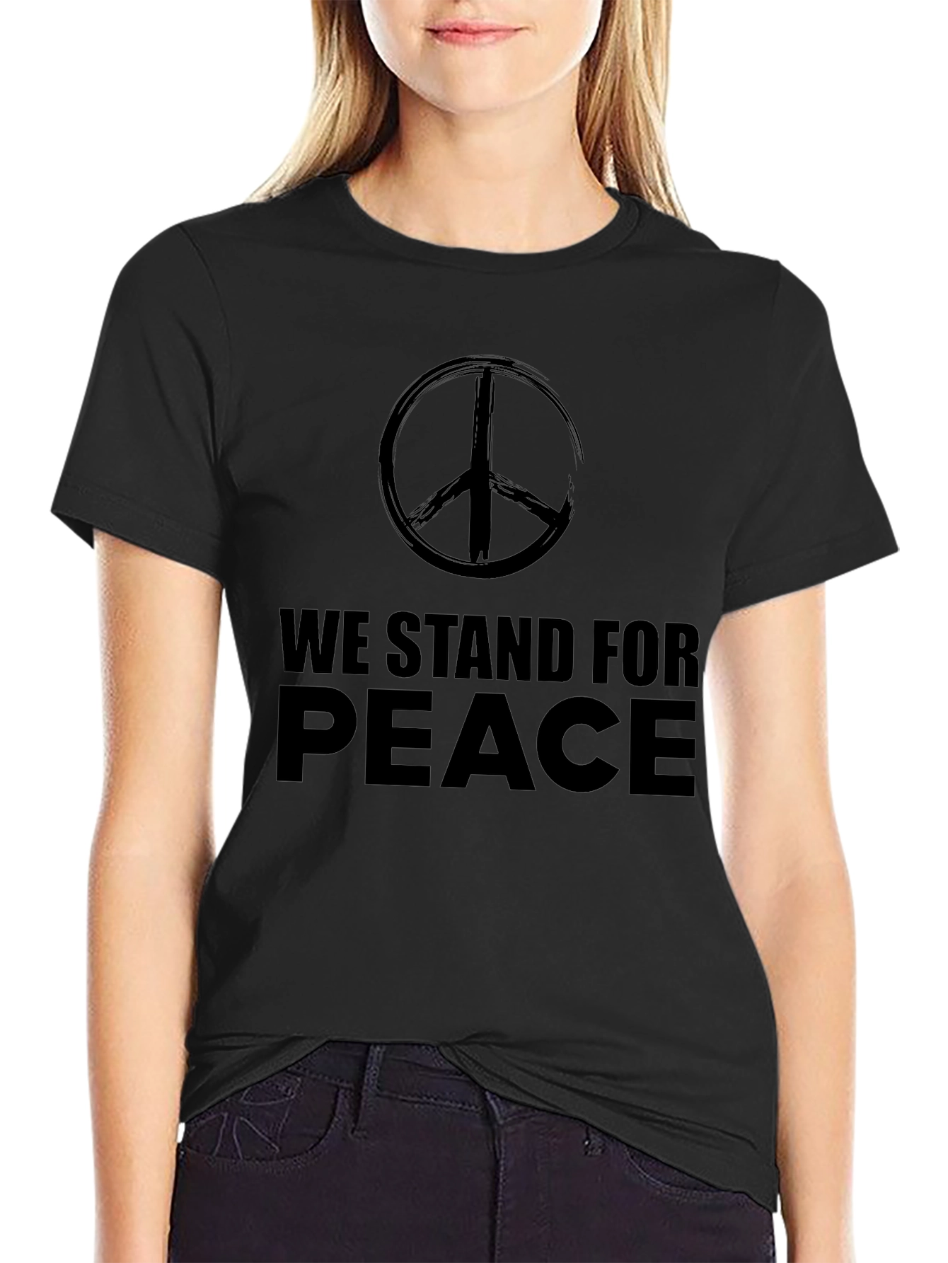 Camiseta Negra We Stand for Peace